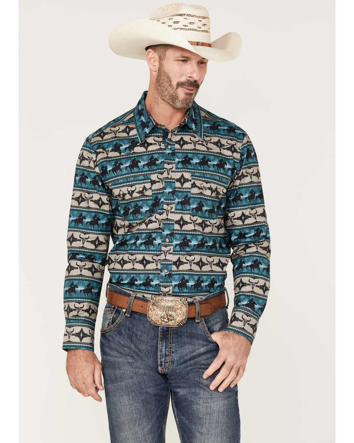 Rock & Roll Denim Men's Dale Brisby Southwestern Print Long Sleeve Snap Western Shirt