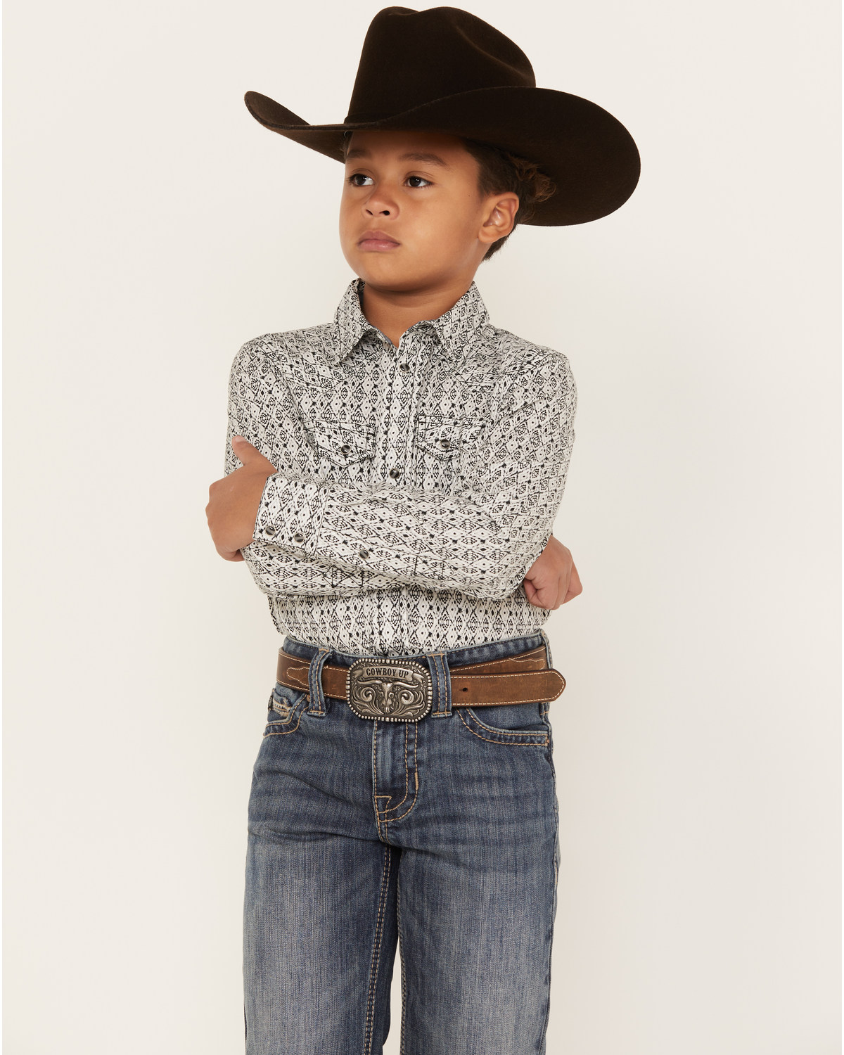 Cody James Boys' Southwestern Print Long Sleeve Western Snap Shirt