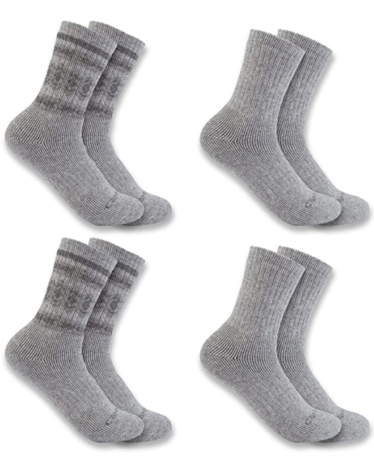 Carhartt Women's Gray 4-pack Heavyweight Synthetic-Wool Blend Crew Socks