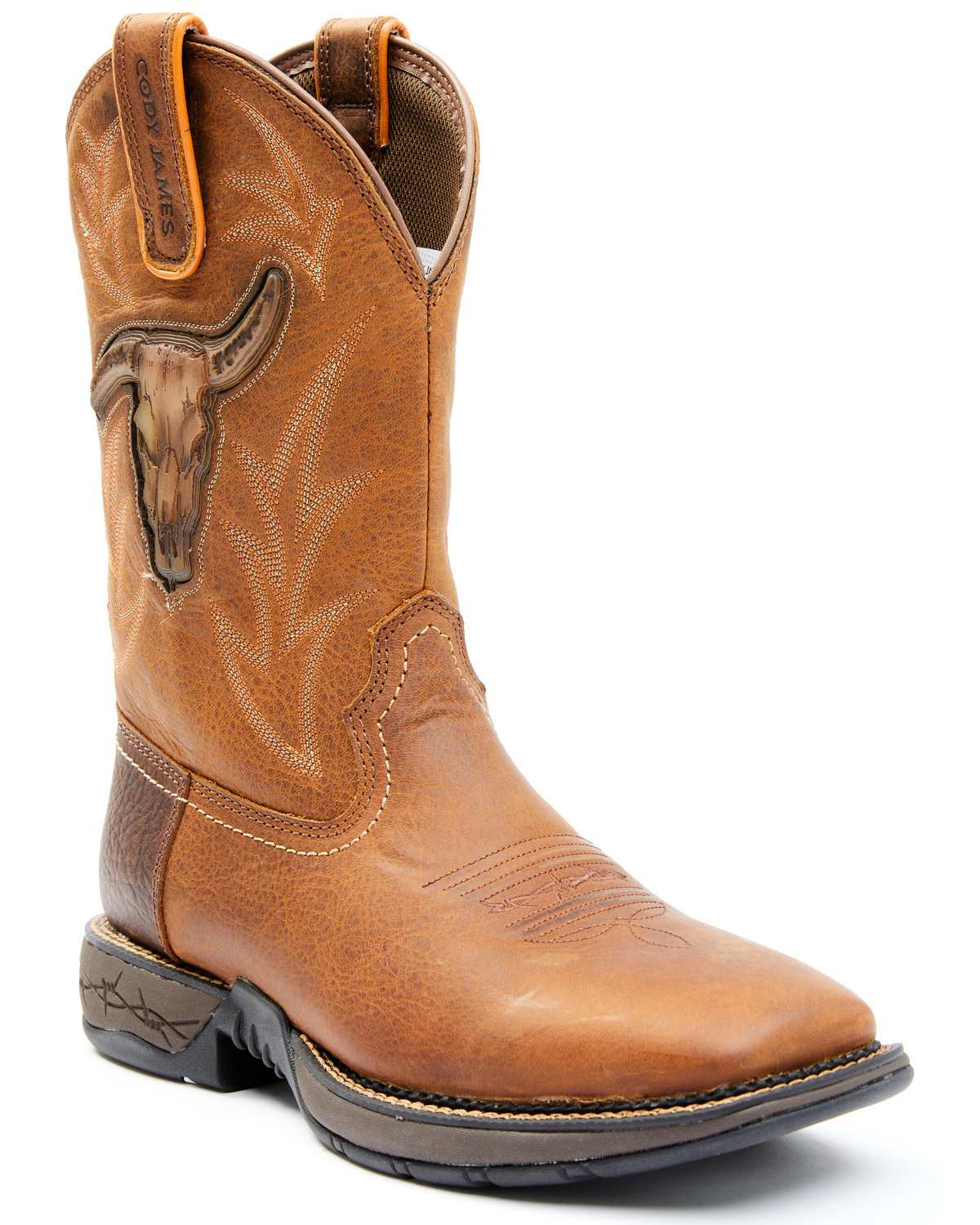 Brothers and Sons Men's Skull Western Performance Boots - Broad Square Toe