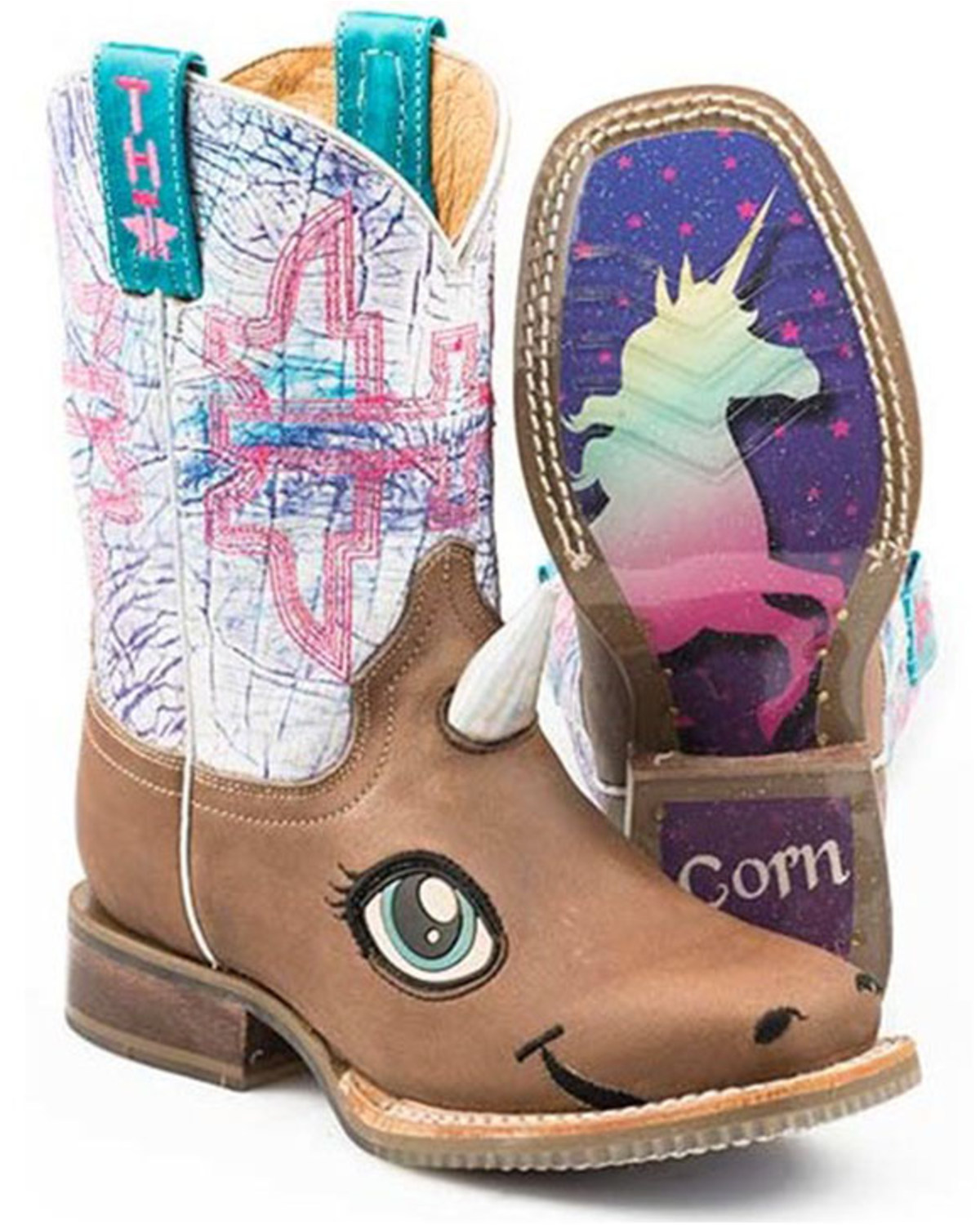 Tin Haul Girls' Unicorn Western Boots - Square Toe