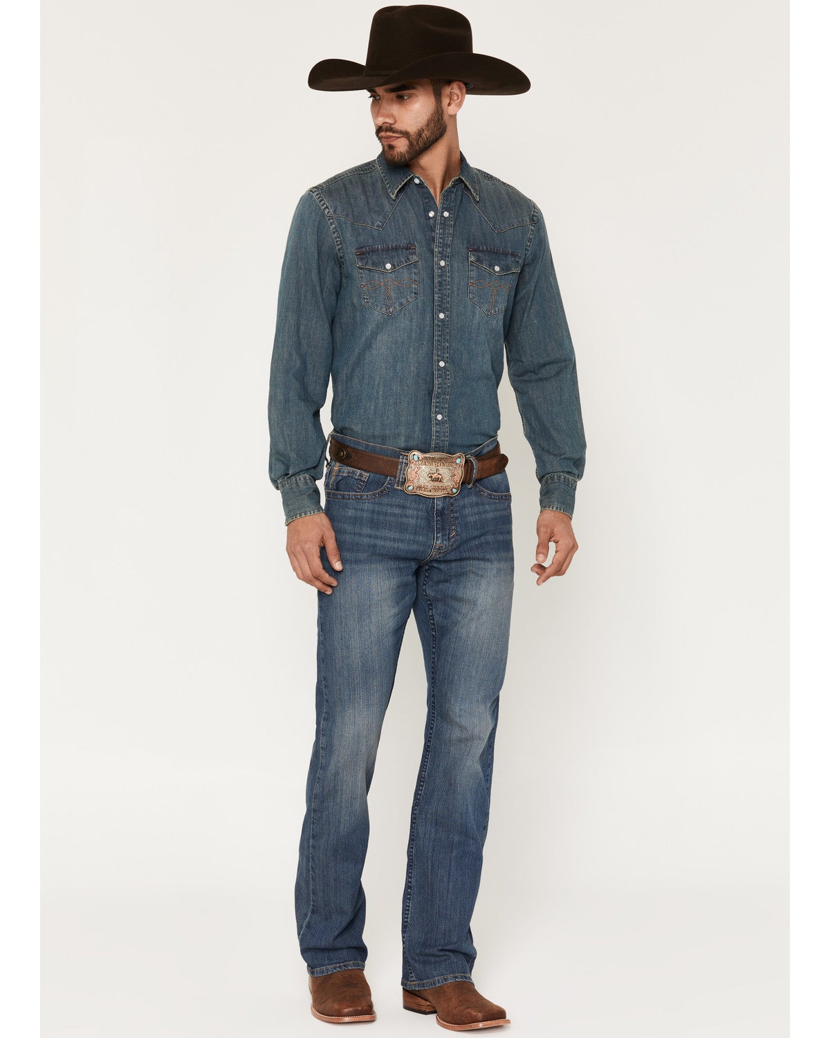 Cody James Men's Wolfstooth Wash Duke Relaxed Bootcut Stretch Denim Jeans