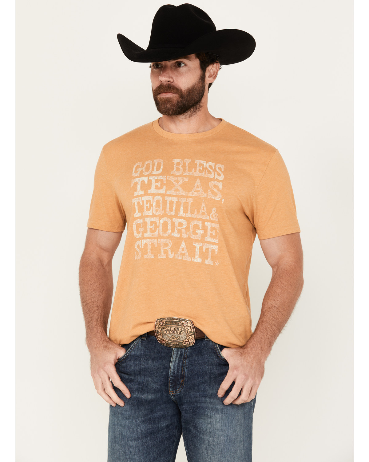 George Strait by Wrangler Men's God Bless Texas Short Sleeve Graphic T-Shirt