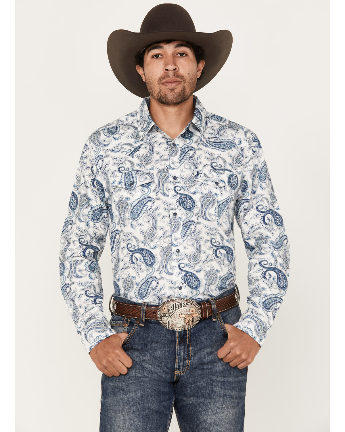 Cody James Men's Home Town Paisley Print Long Sleeve Snap Western Shirt