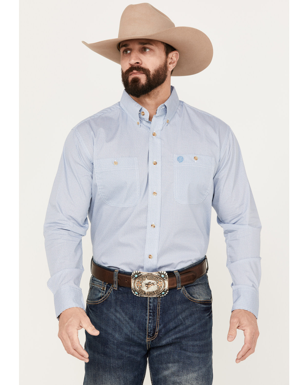 George Strait by Wrangler Men's Print Long Sleeve Button-Down Shirt