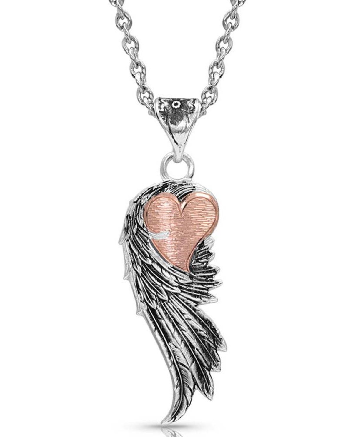 Montana Silversmiths Women's Rose Gold Heart Strings Feather Necklace