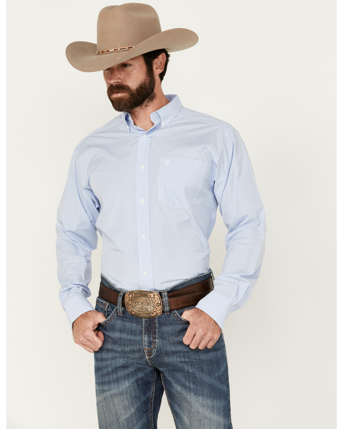 Ariat Men's Pro Series Dabney Checkered Print Long Sleeve Button-Down Western Shirt