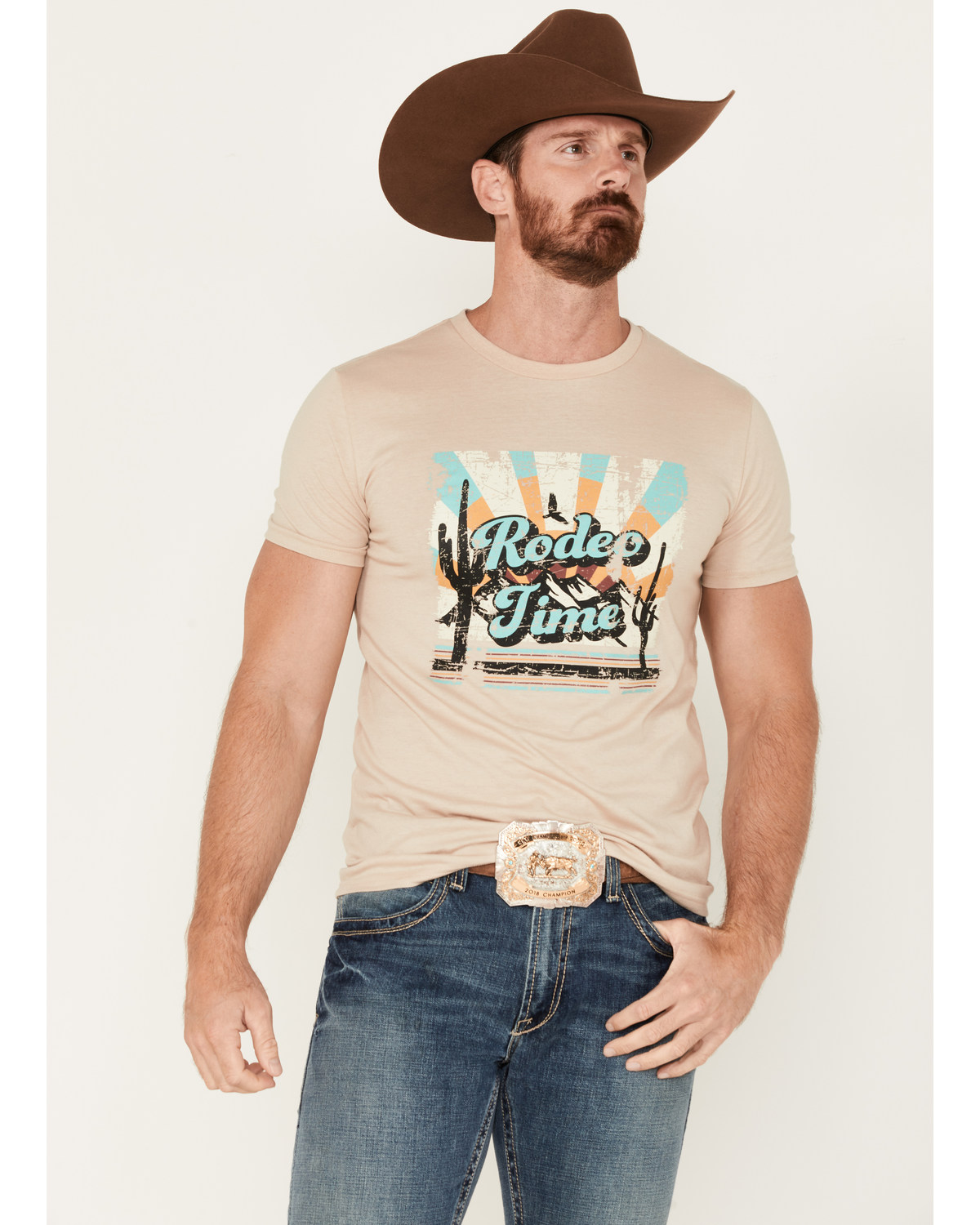 Rock & Roll Denim Men's Dale Brisby Rodeo Time Scenic Short Sleeve Graphic T-Shirt