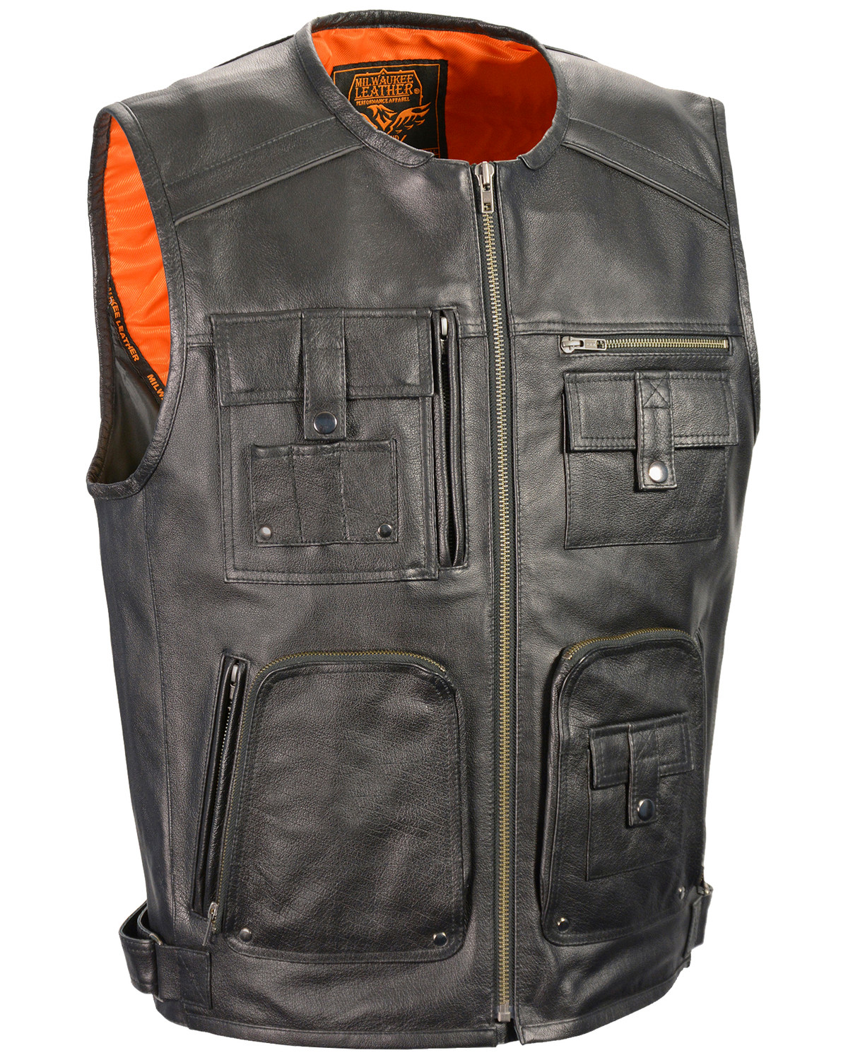 Milwaukee Leather Men's Zipper Front Super Utility Multi Pocket Vest - 4X