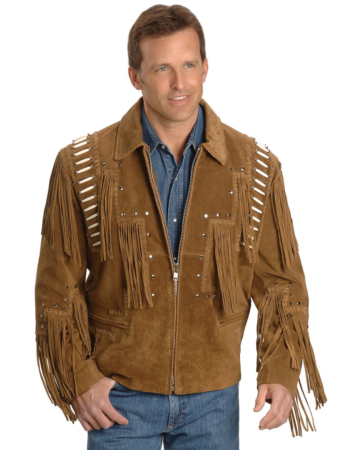 Liberty Wear Bone Fringed Leather Jacket