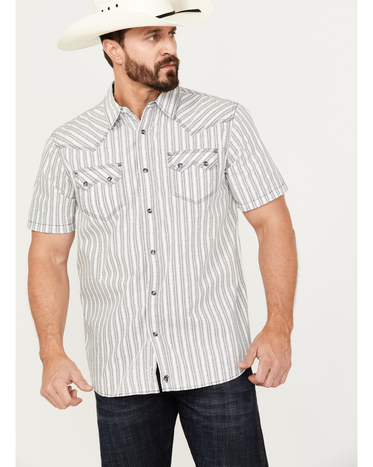 Moonshine Spirit Men's Striped Short Sleeve Western Snap Shirt