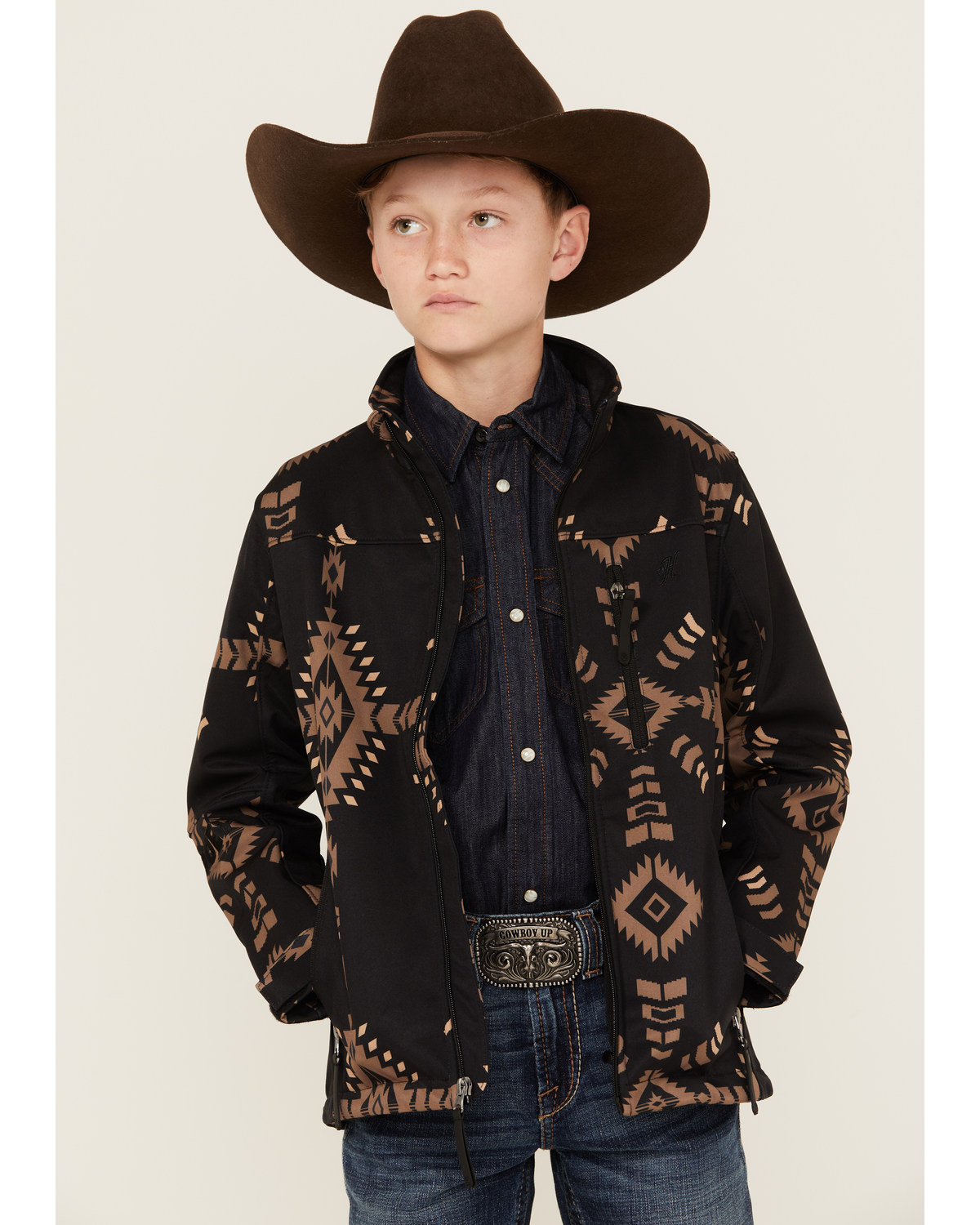 Hooey Boys' Southwestern Print Softshell Jacket