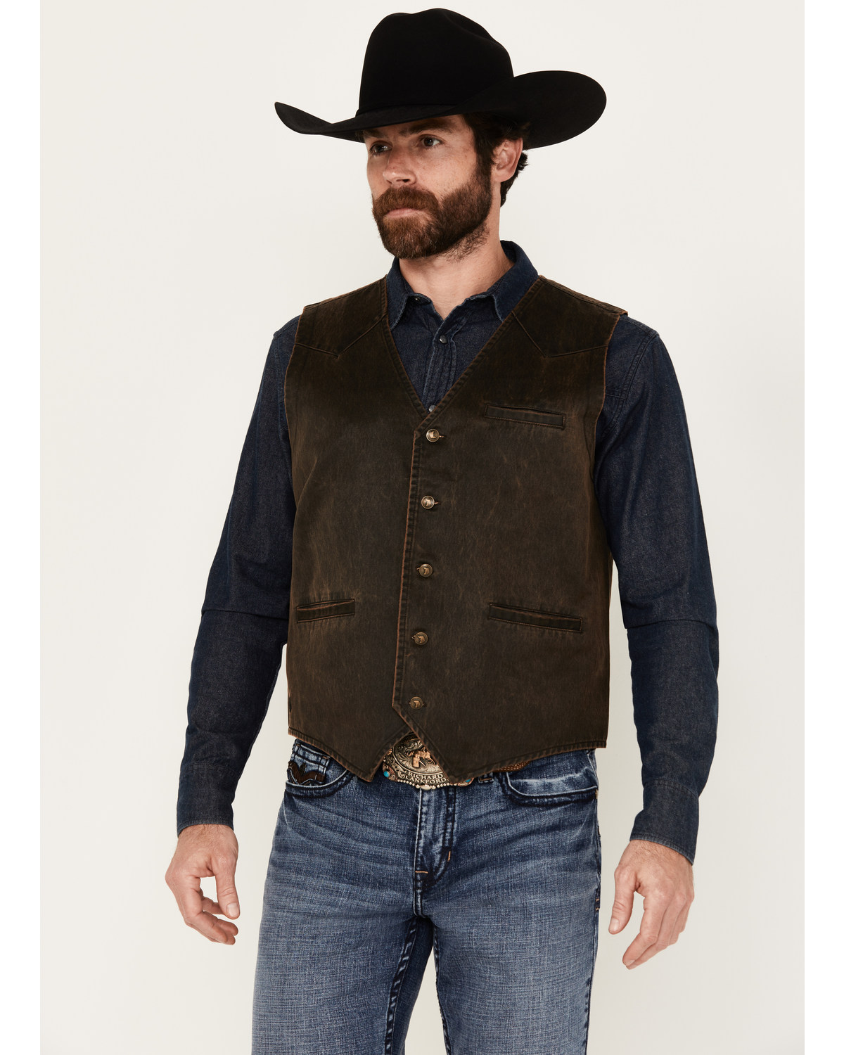 Cody James Men's Pancho Villa Oilskin Button-Front Western Vest