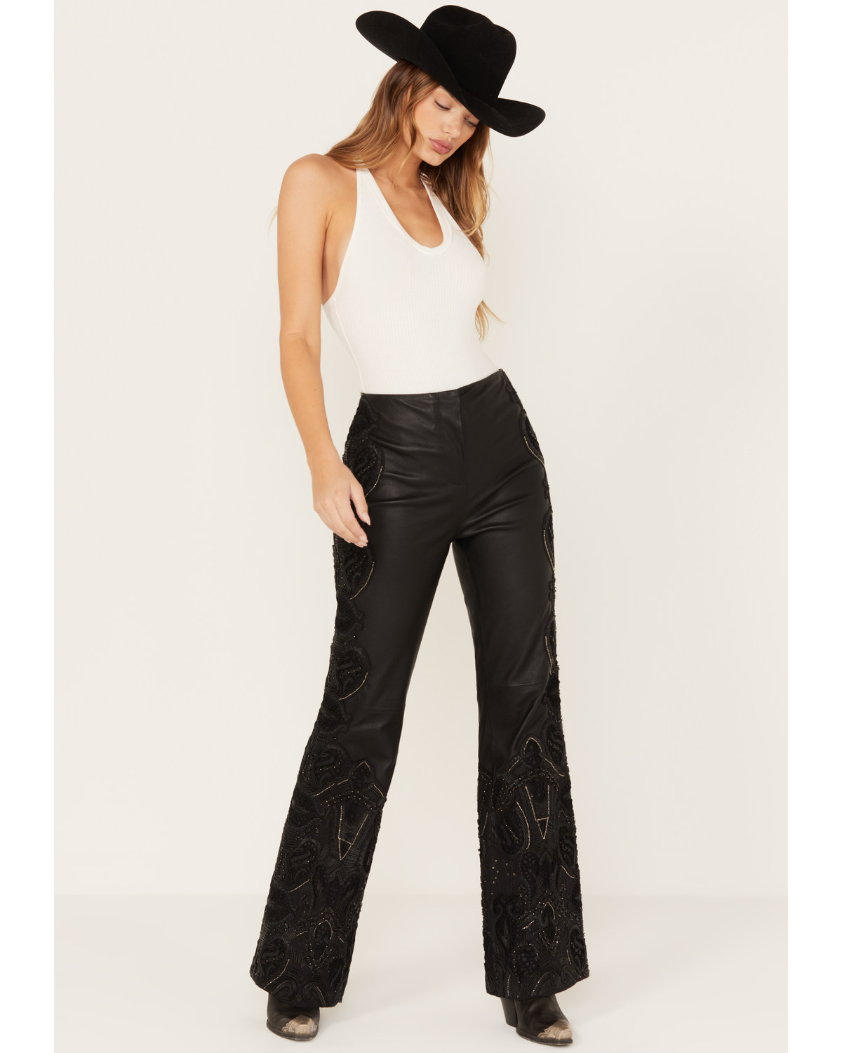 Wonderwest Women's Studded Leather Pant