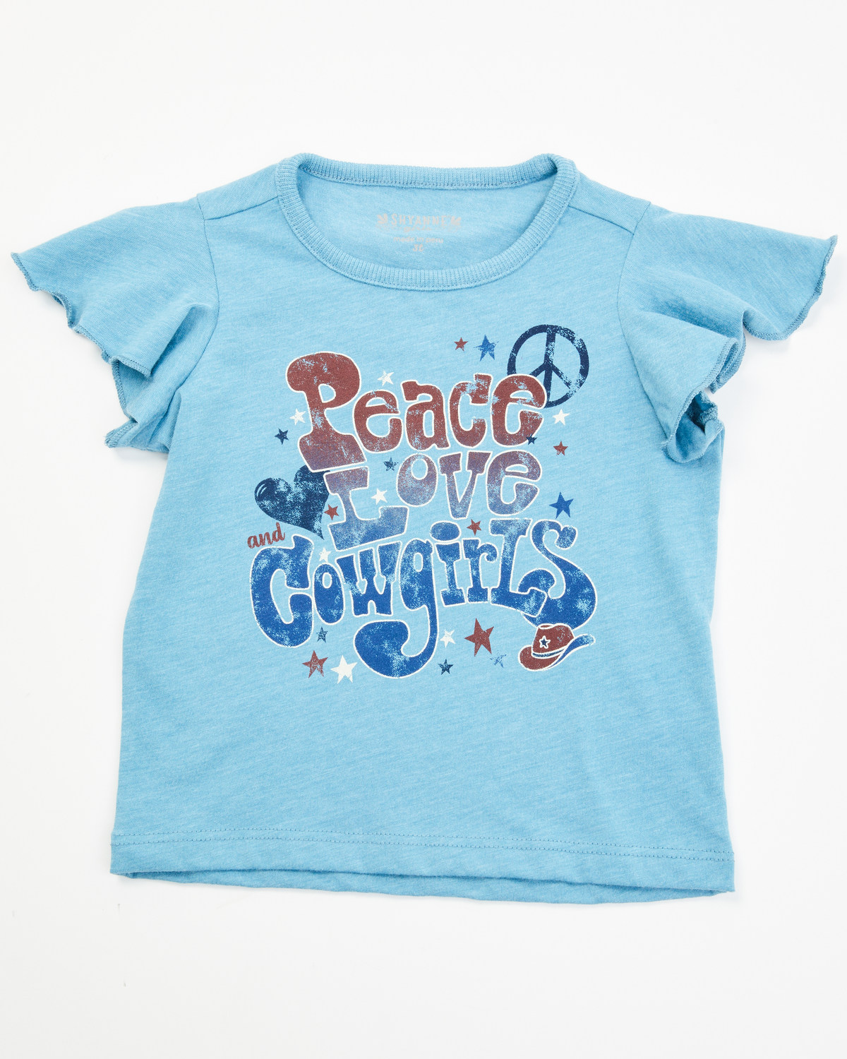 Shyanne Toddler Girls' Peace Love Cowgirls Flutter Sleeve Graphic Tee