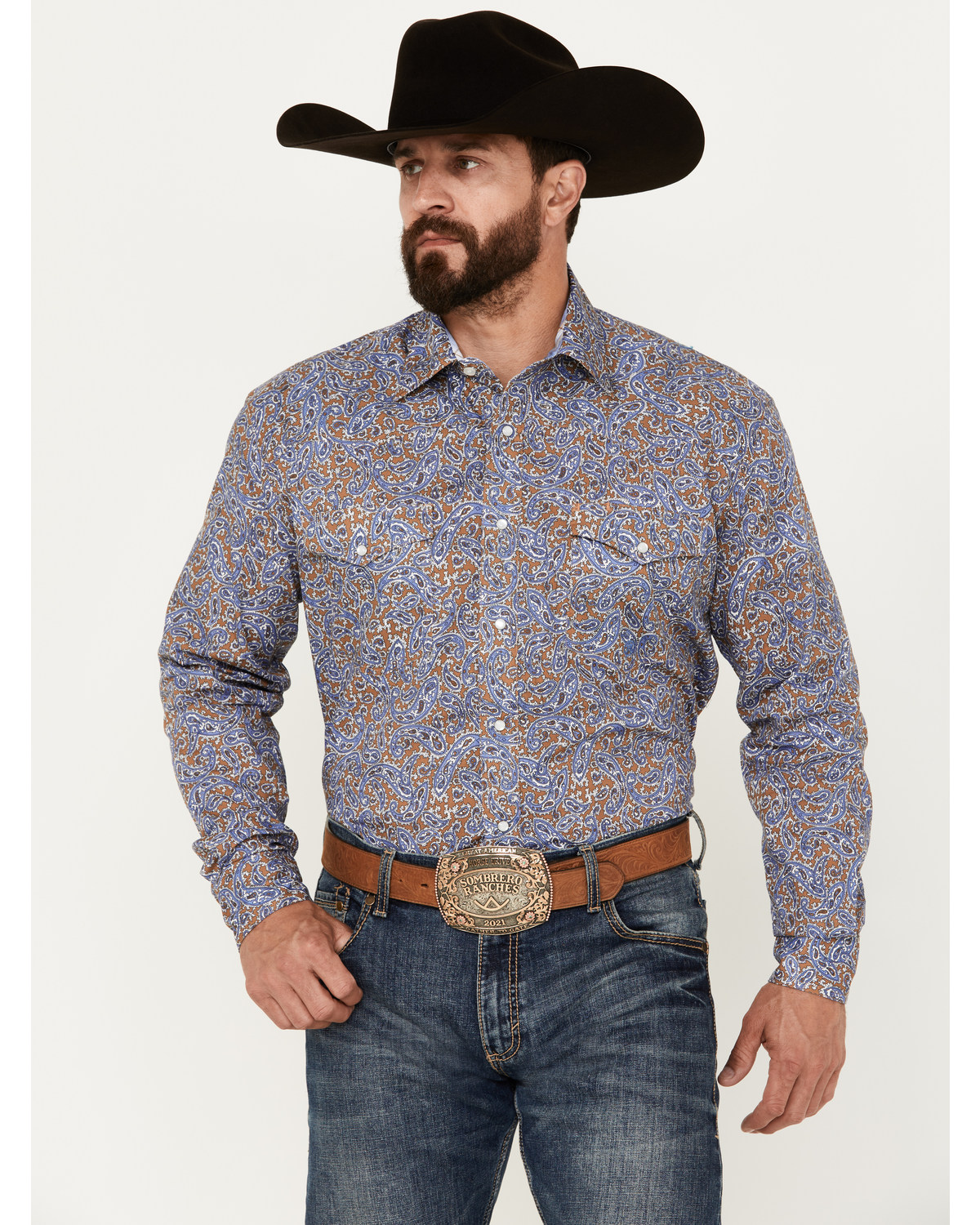 Roper Men's Amarillo Paisley Long Sleeve Pearl Snap Western Shirt