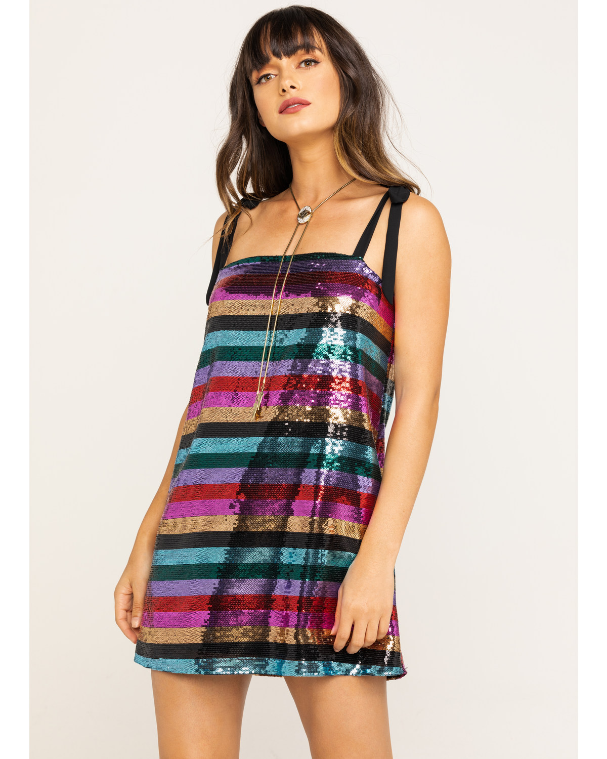 multi stripe sequin dress