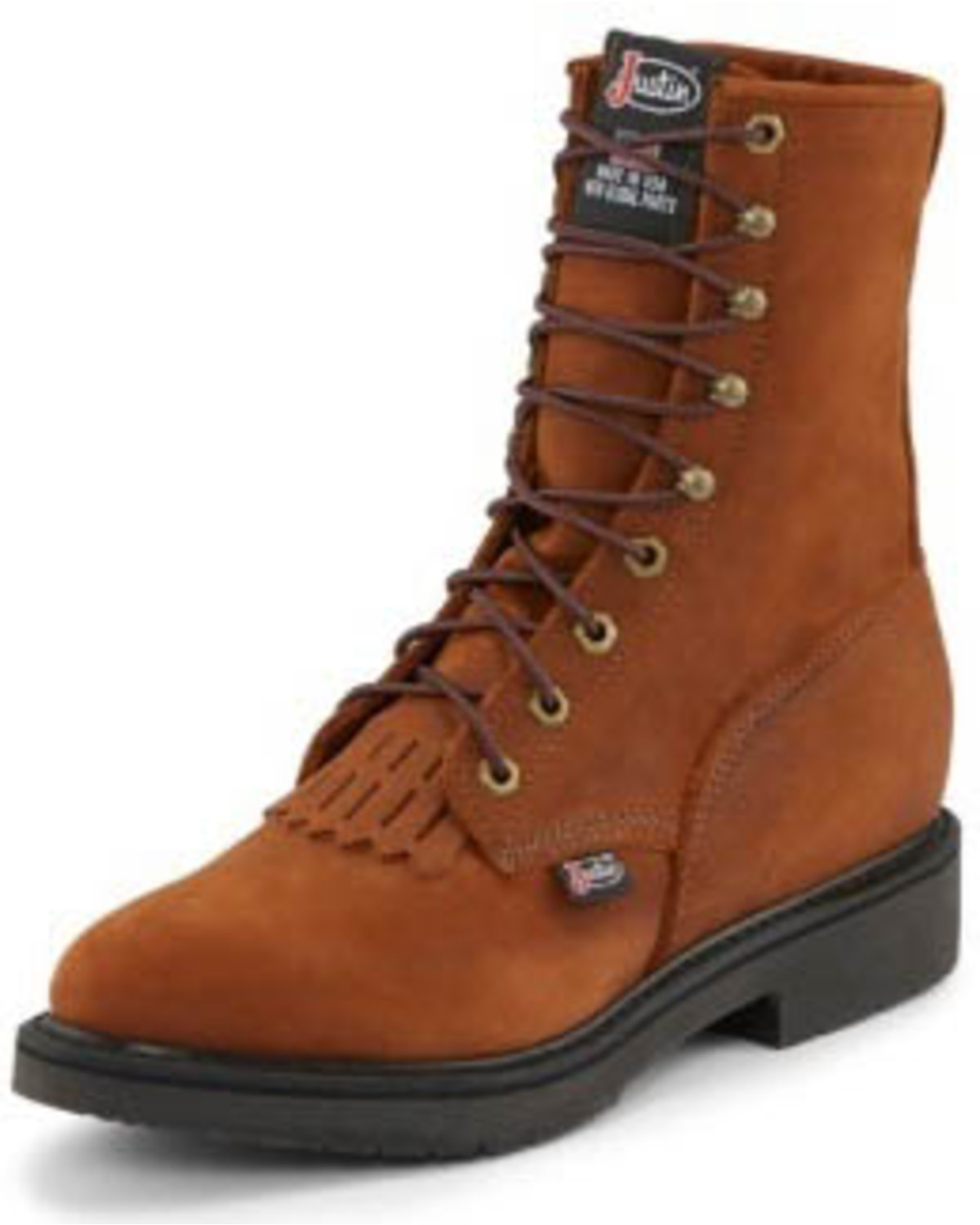 black justin lace up work boots
