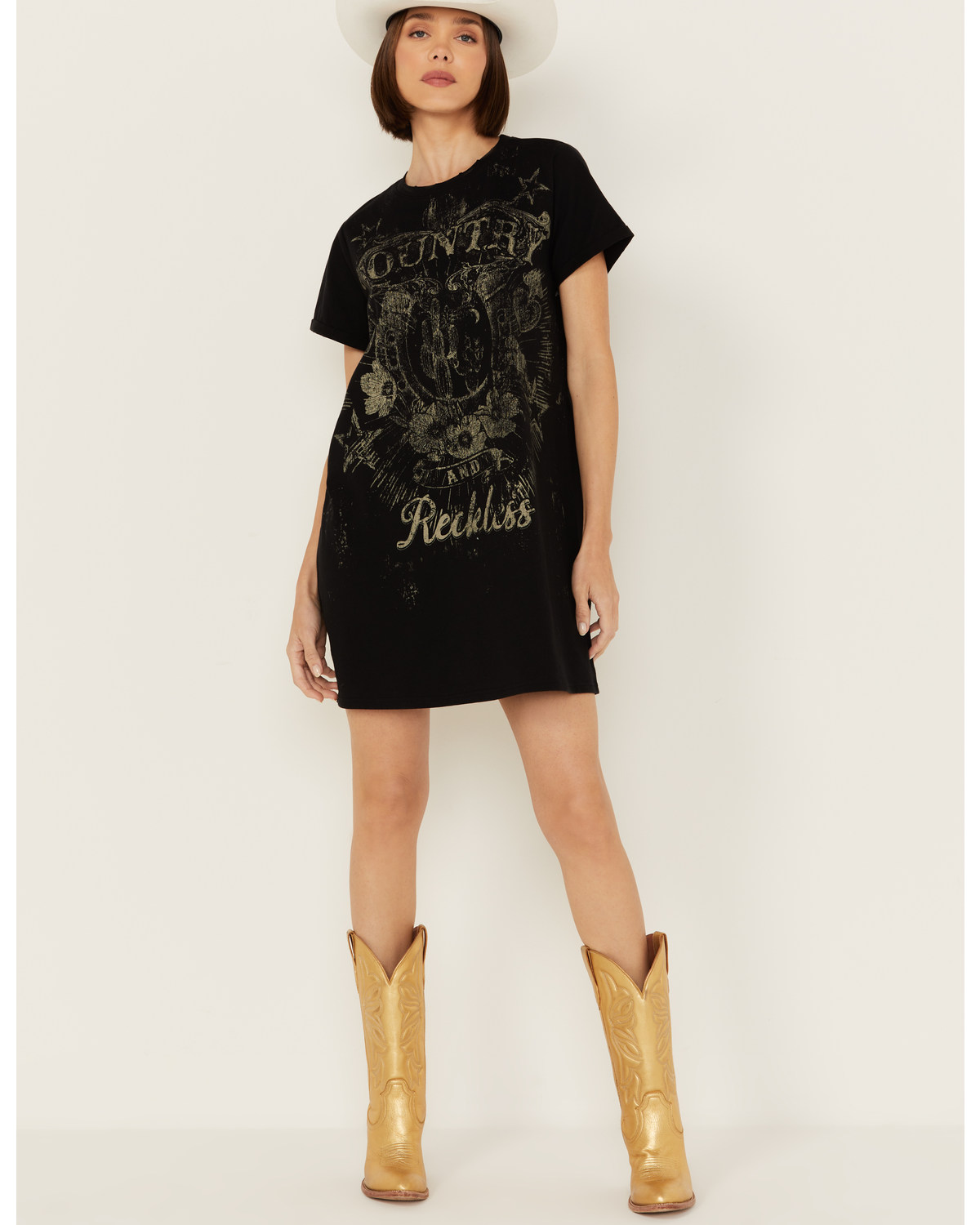 Blended Women's Country Reckless Graphic Tee Mini Dress