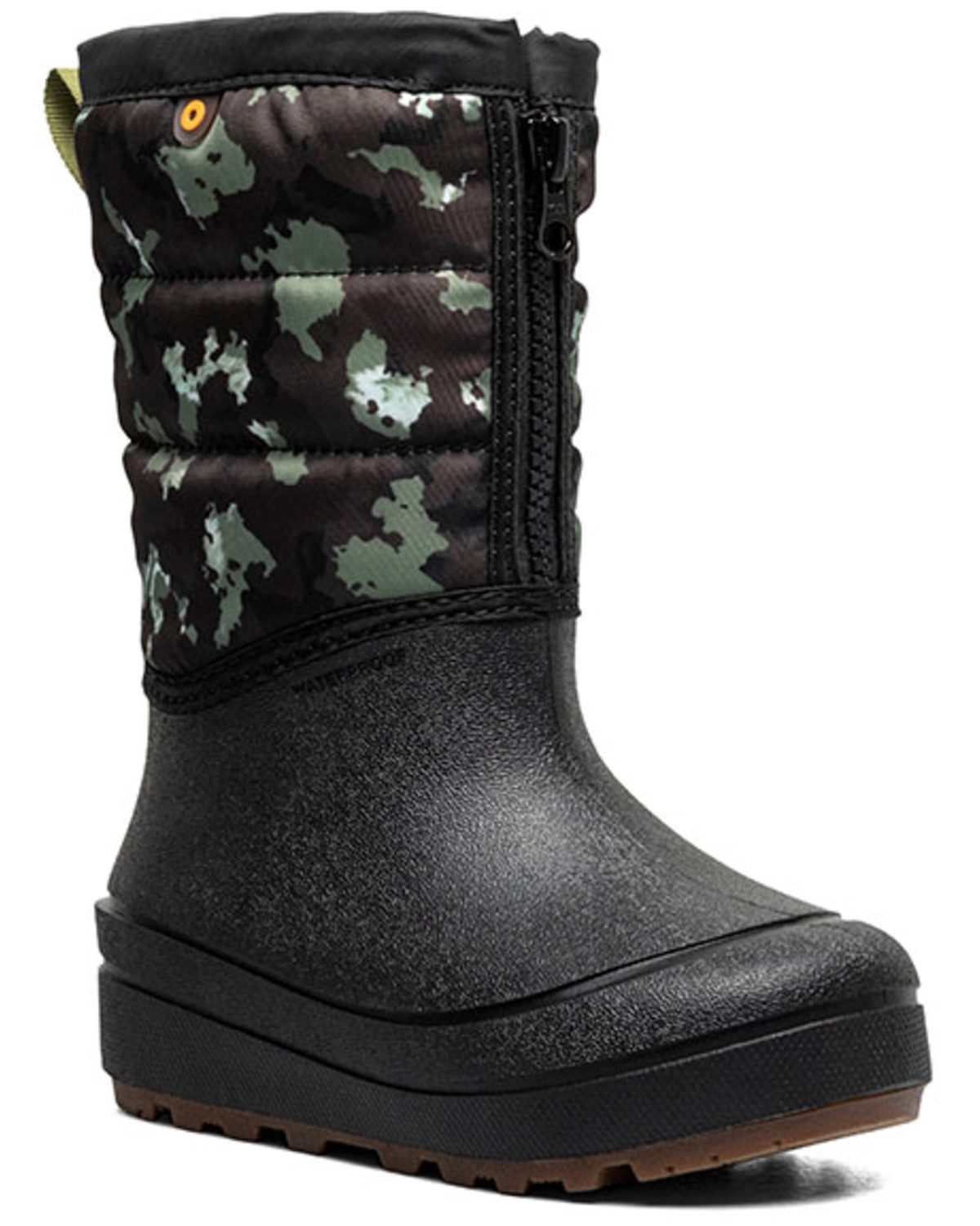 Bogs Boy's Snow Shell Zip Camo Texture Rubber Boots