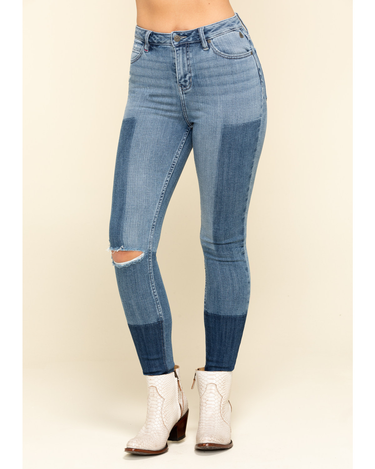 patched skinny jeans womens
