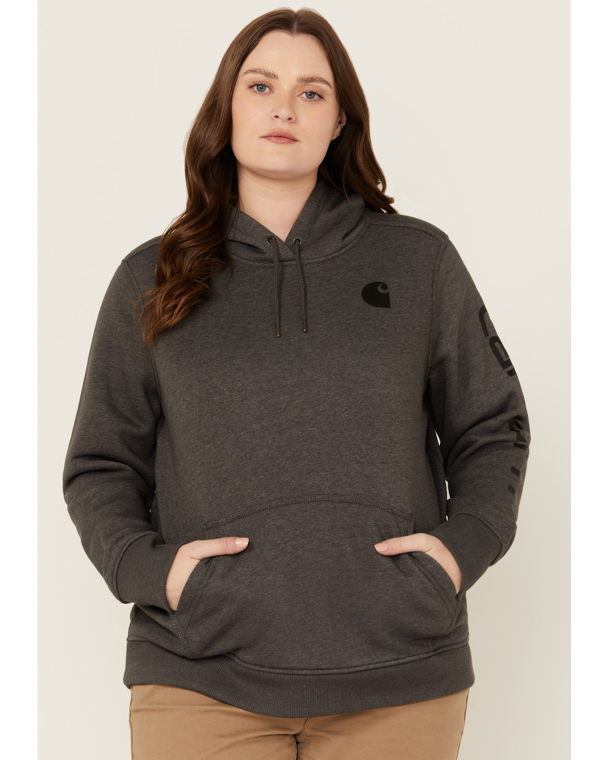 Carhartt Women's Relaxed Fit Midweight Logo Hooded Work Sweatshirt - Plus