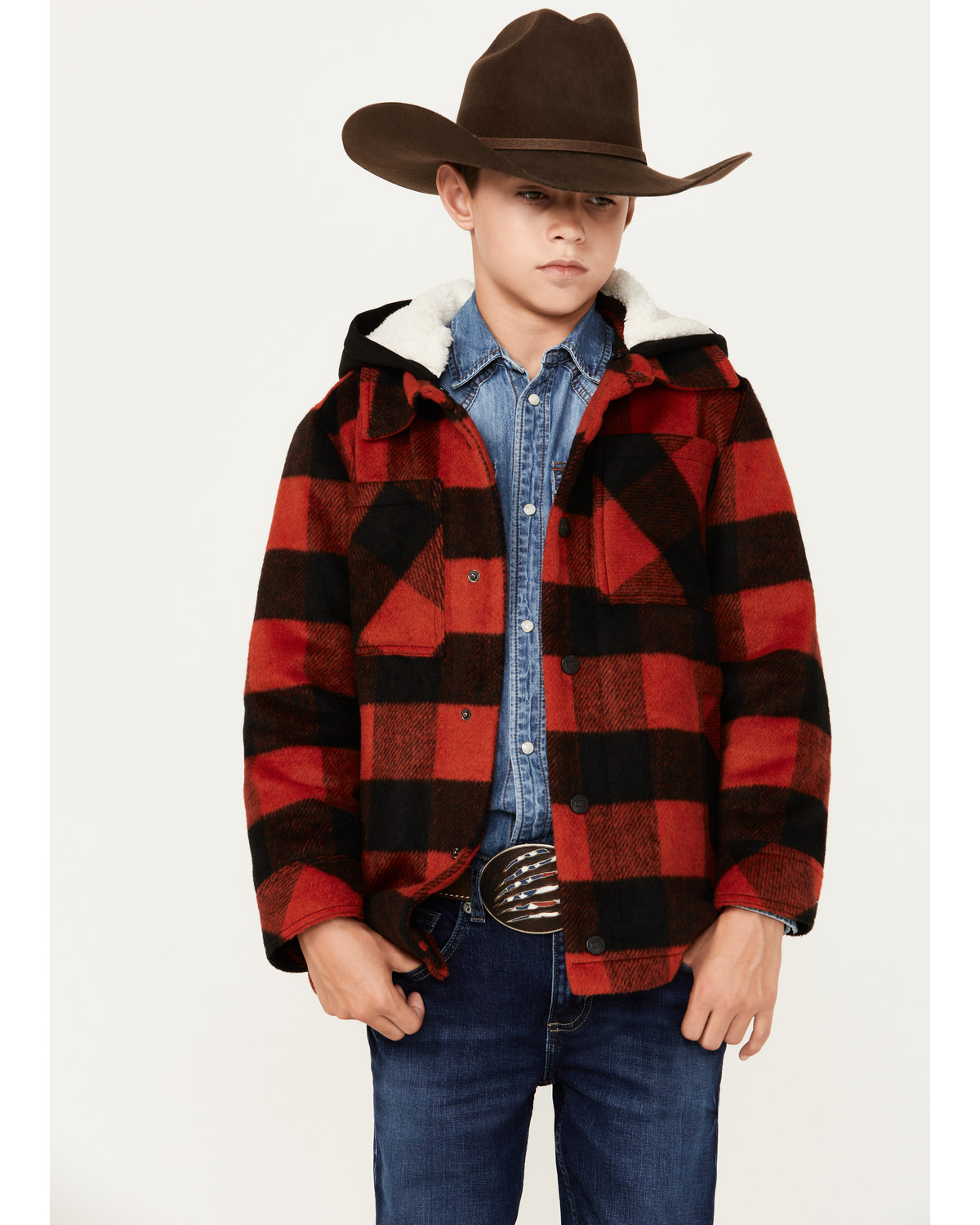 Urban Republic Little Boys Plaid Print Wool Hooded Jacket Pueblo Mall