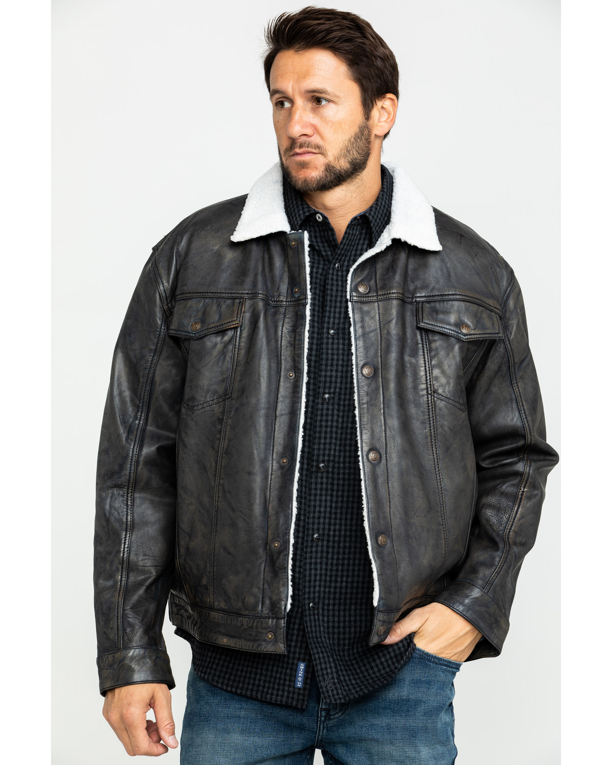 sherpa lined leather jacket