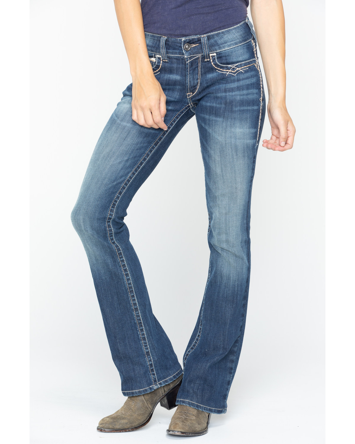 Ariat Women's R.E.A.L Mid Rise Entwined Boot Cut Jeans | Boot Barn