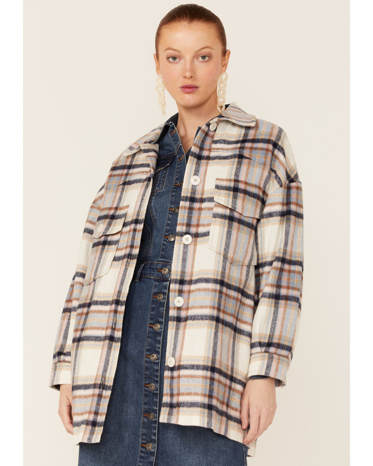 Mauve Large Plaid Shacket | Boot Barn