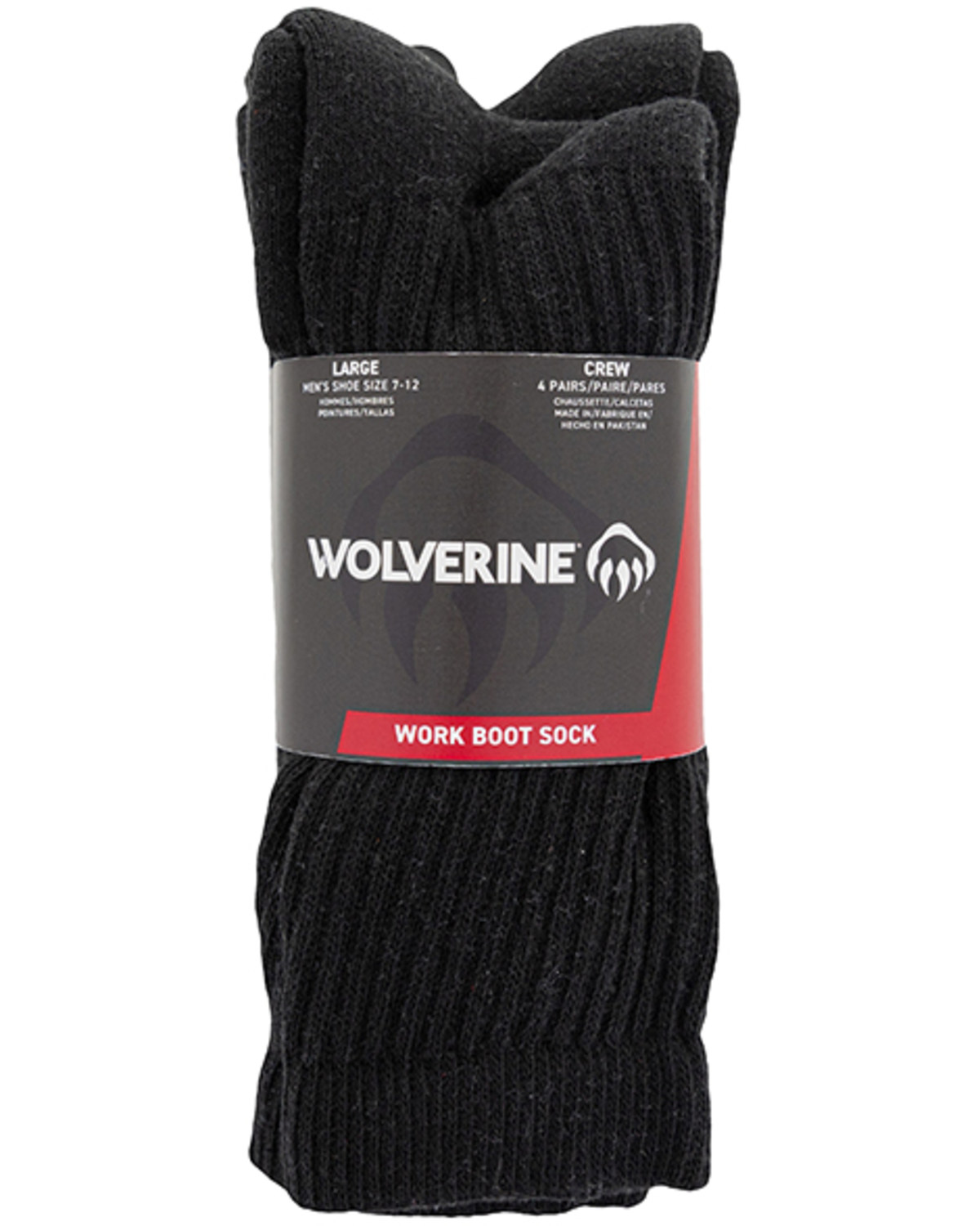 Wolverine Men's Solid Crew Socks - 4 Pack