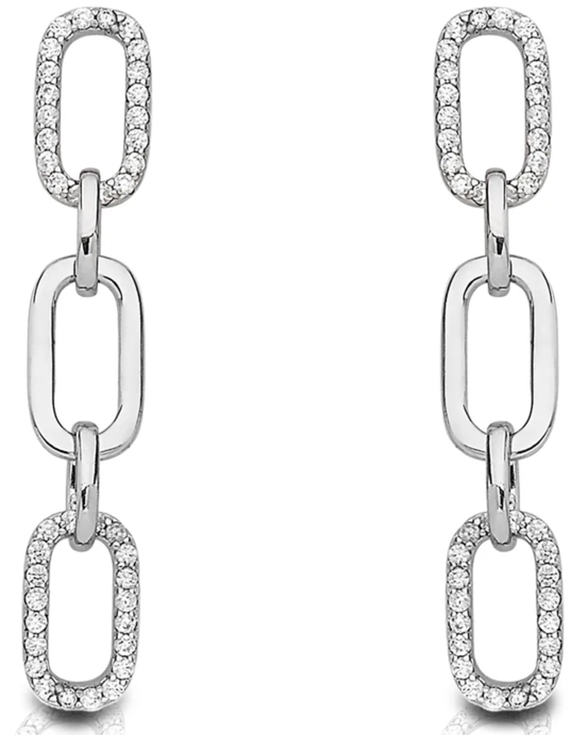 Kelly Herd Women's Silver Three-Link Paperclip Earrings