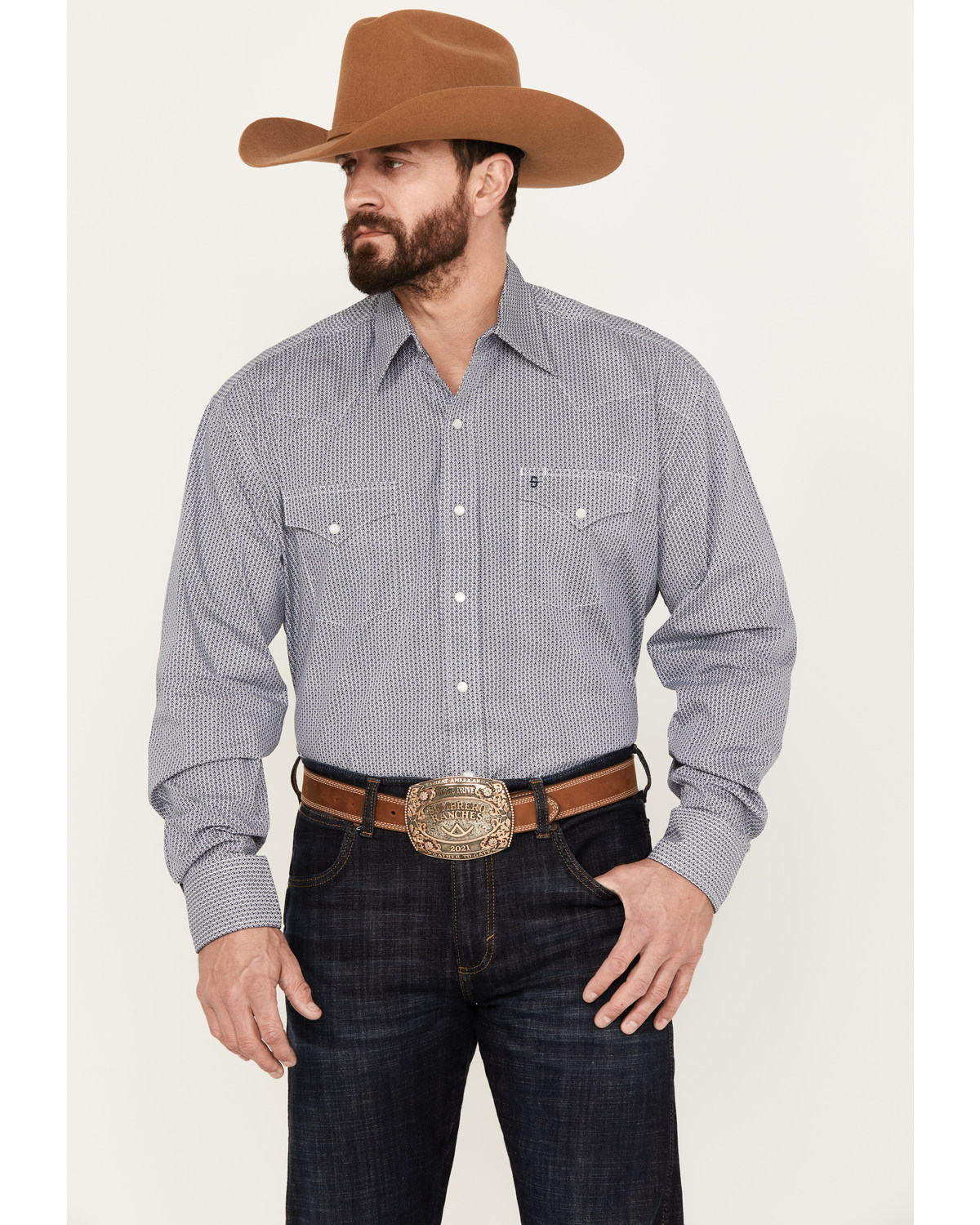 Stetson Men's Geo Print Long Sleeve Pearl Snap Western Shirt