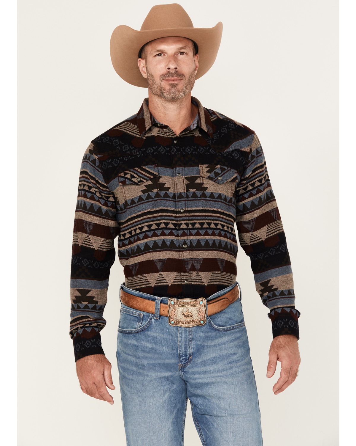Cody James Men's Stagecoach Southwestern Print Long Sleeve Snap Western Shirt