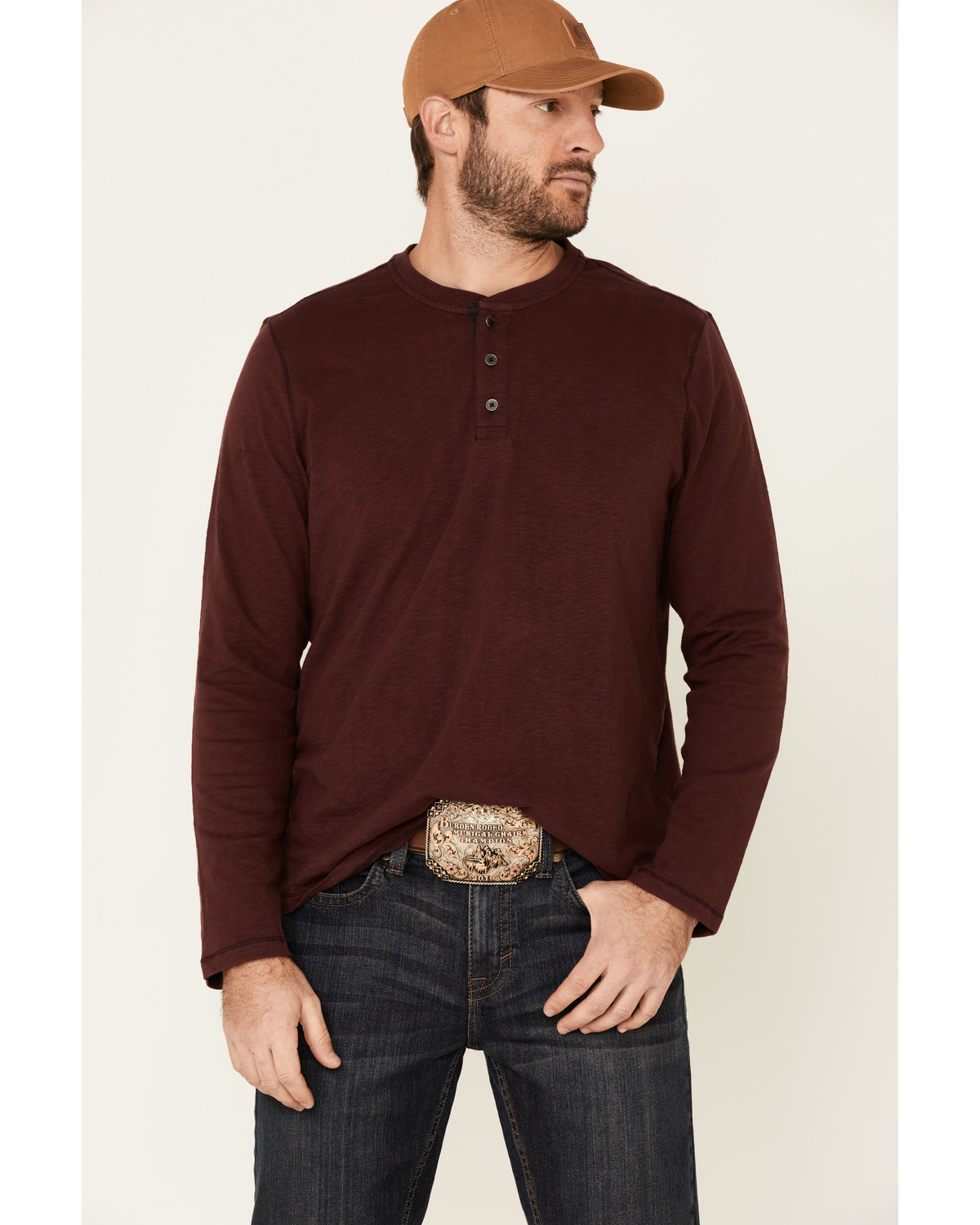 Flag & Anthem Men's Maroon Fairbanks Henley Long Sleeve Shirt