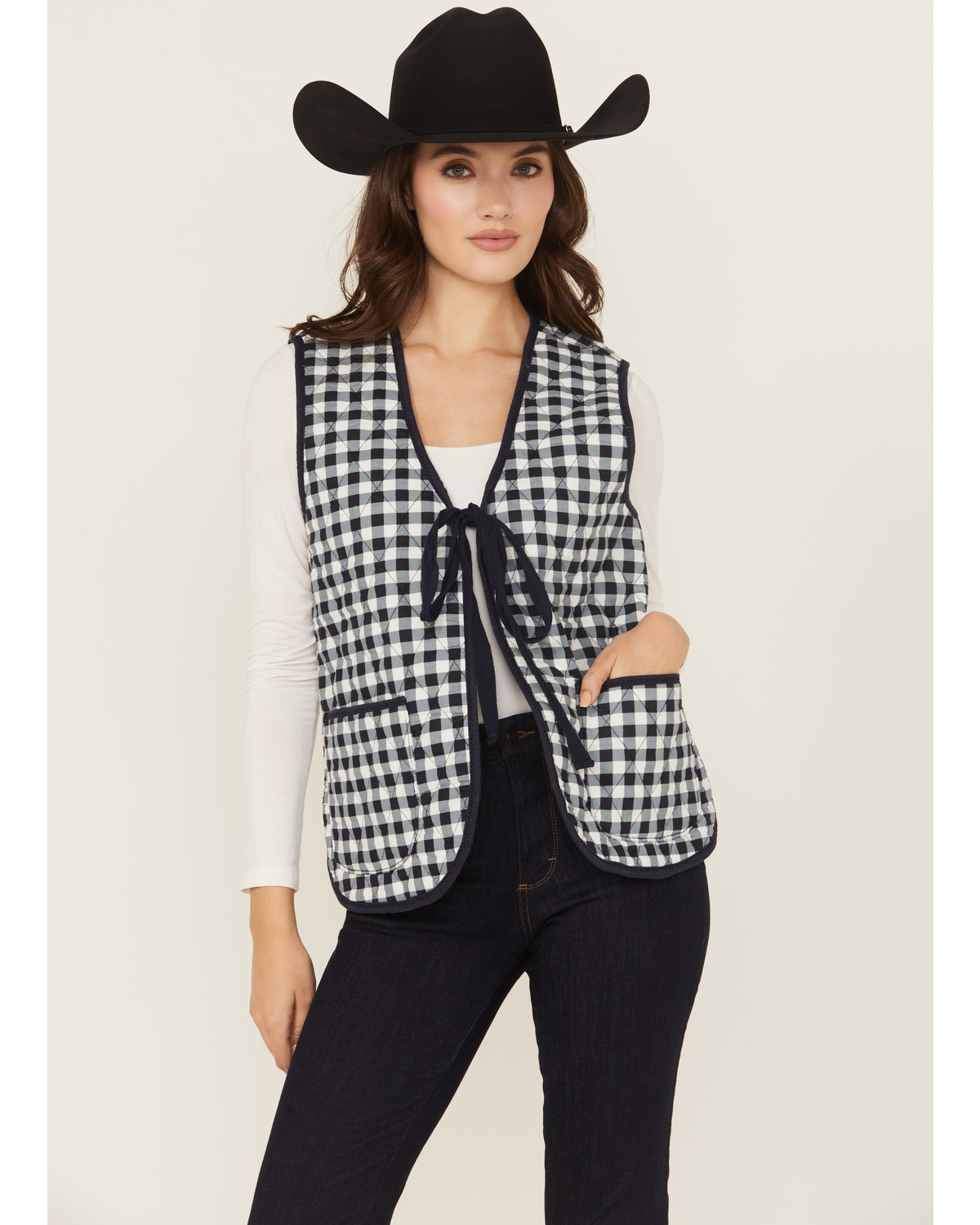 Free People Women's Claudine Gingham Tie Front Vest