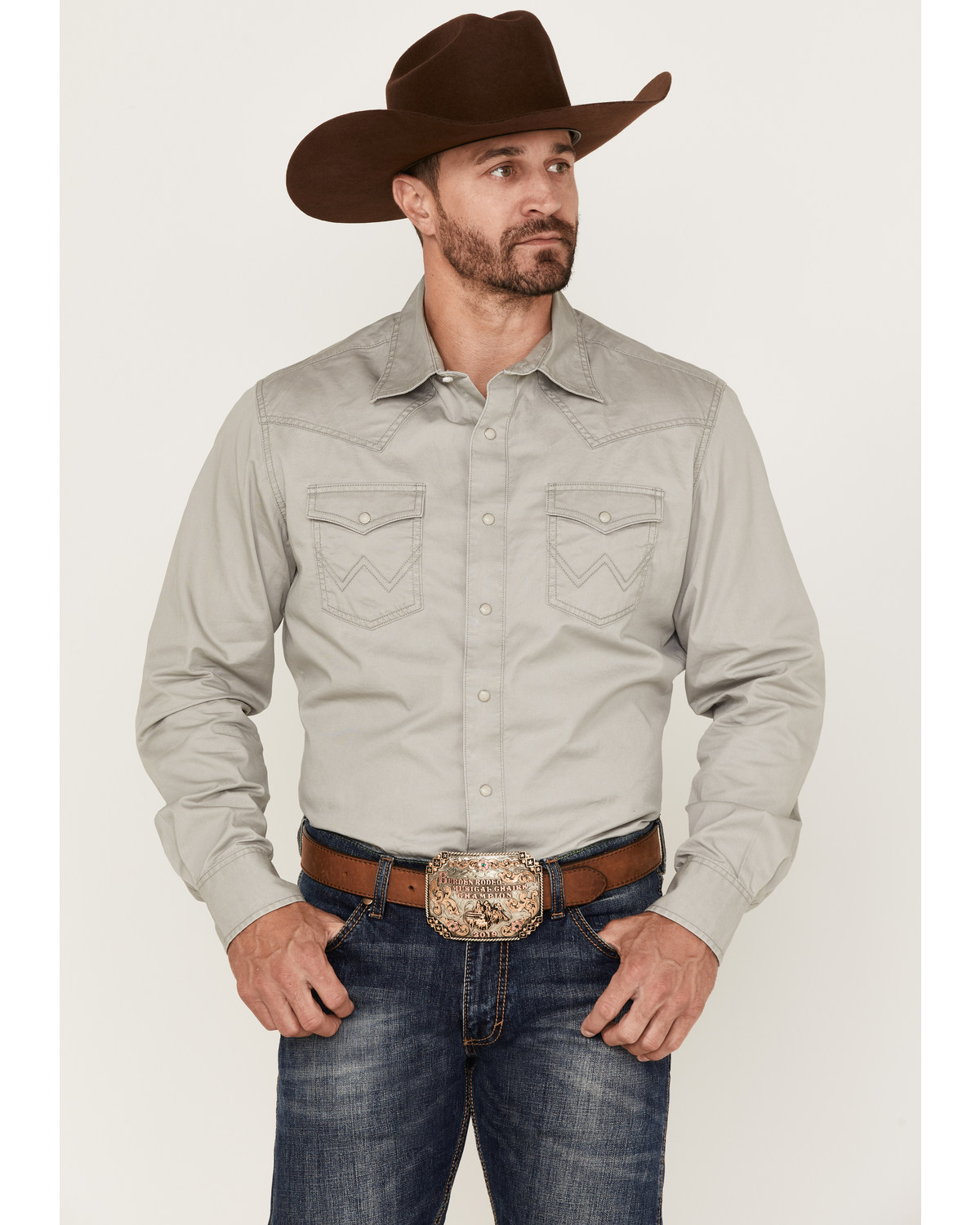 Wrangler Retro Premium Men's Solid Long Sleeve Snap Western Shirt
