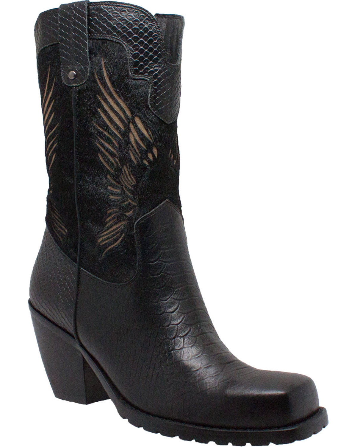 AdTec Women's 11" Laser Eagle Biker Boots