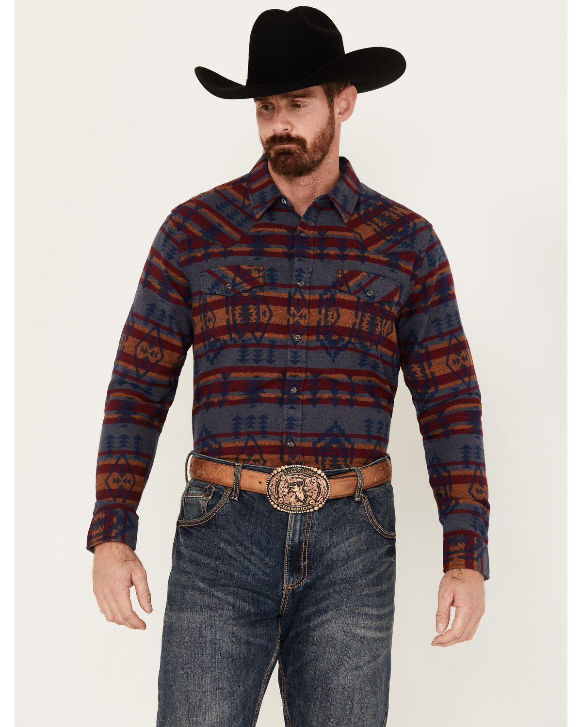Cody James Men's Fire Water Southwestern Print Long Sleeve Pearl Snap Western Shirt