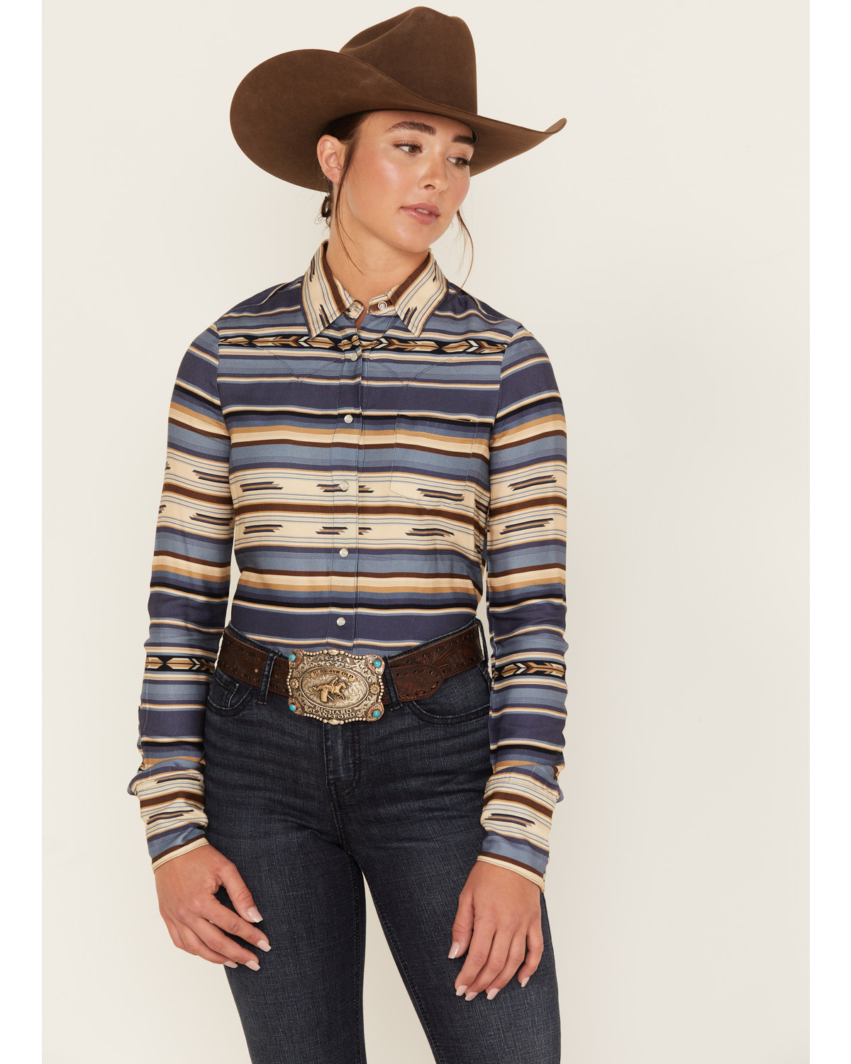 Stetson Women's Serape Stripe Long Sleeve Pearl Snap Western Shirt