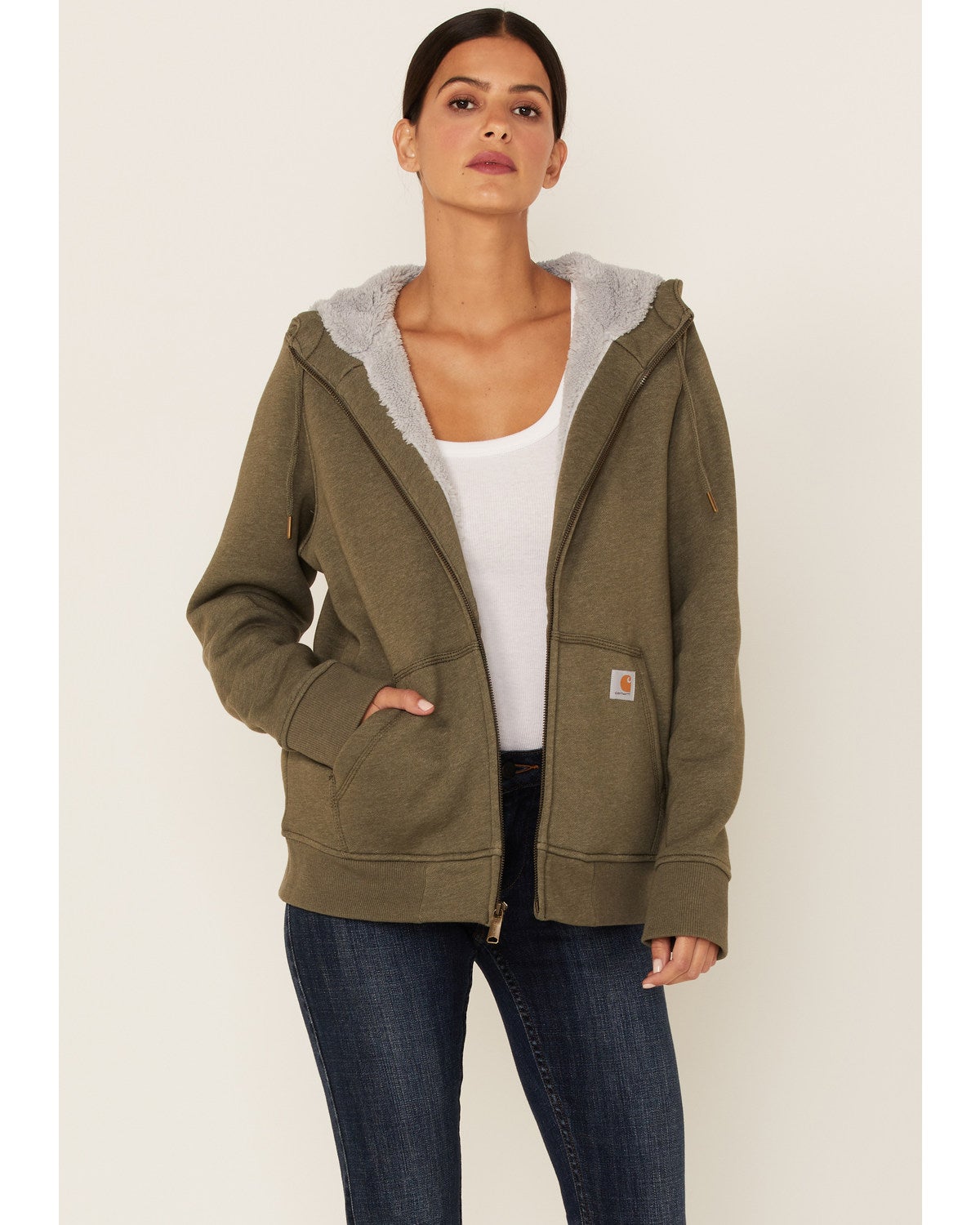 sherpa lined zip up hoodie womens