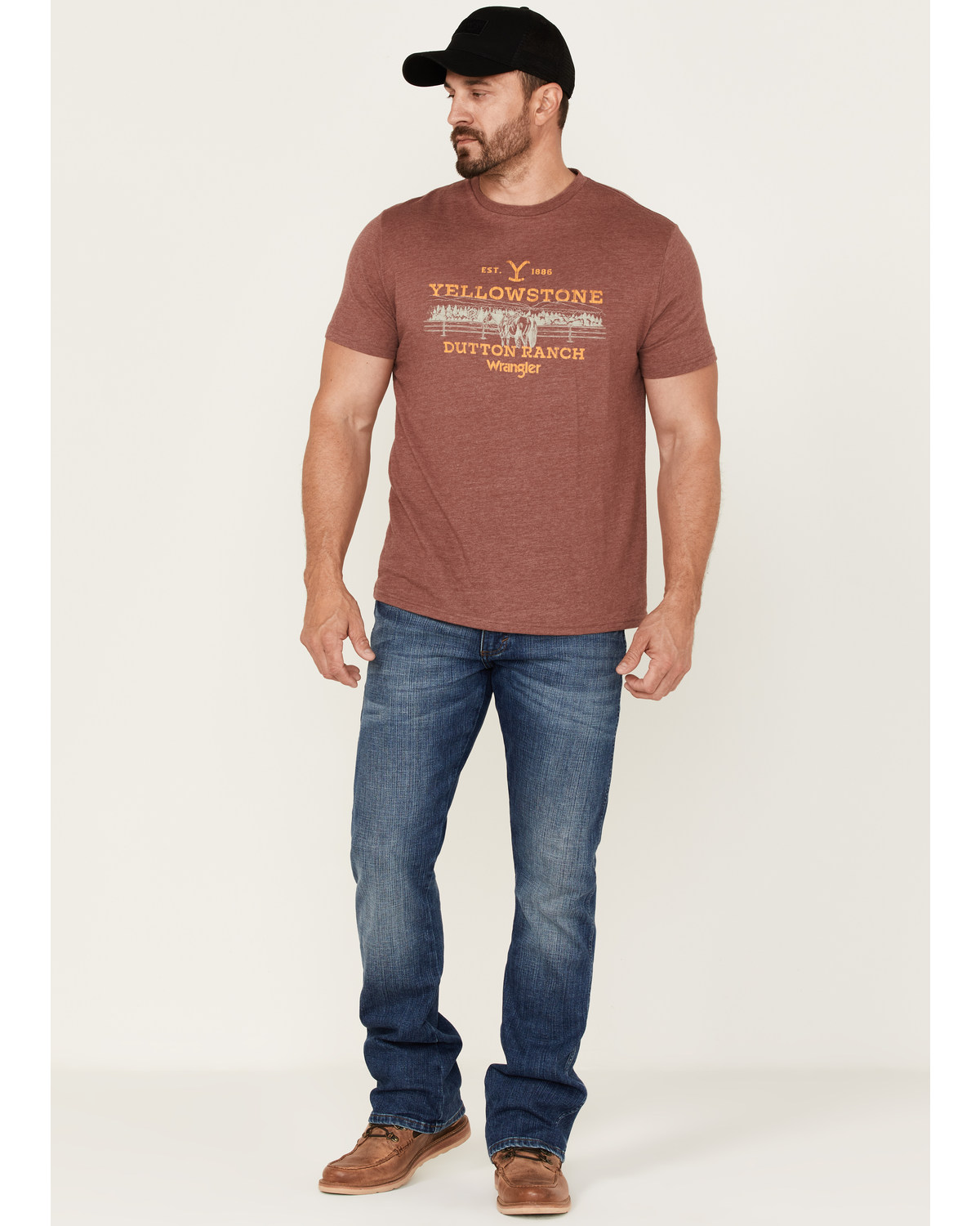 Wrangler Men's Heathered Yellowstone Dutton Ranch Graphic T-Shirt 