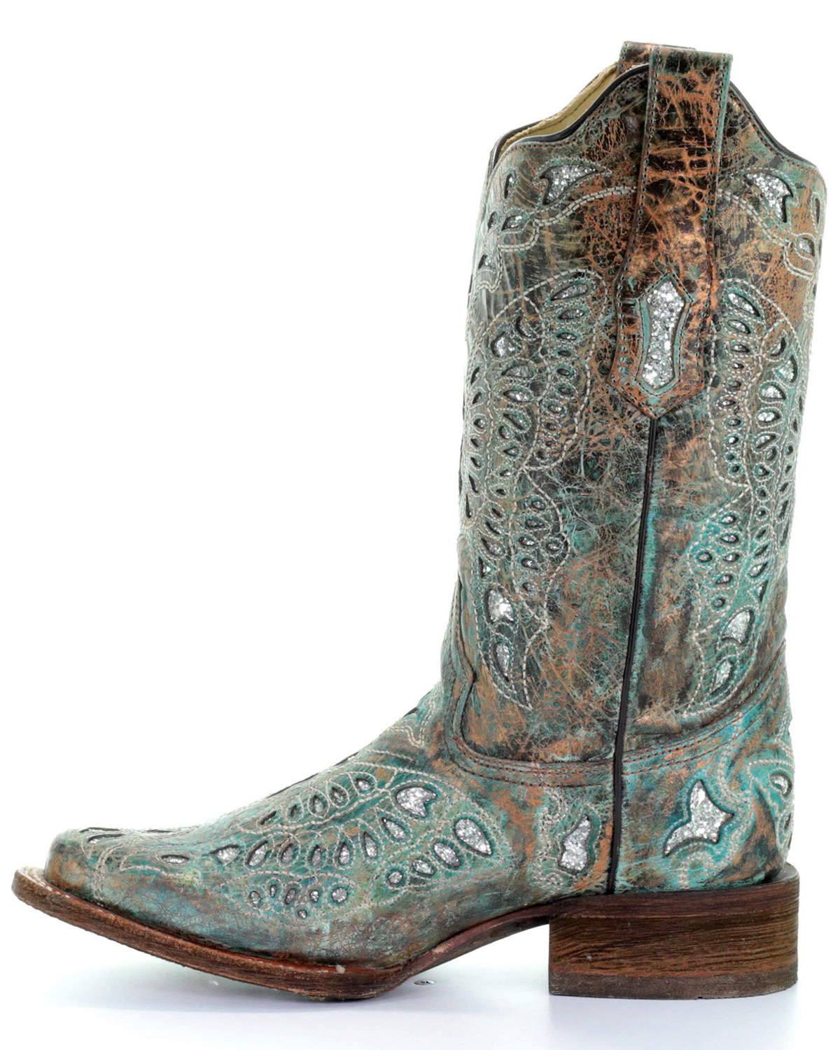 Corral Women's Metallic Bronze Glitter Butterfly Cowgirl Boots Square