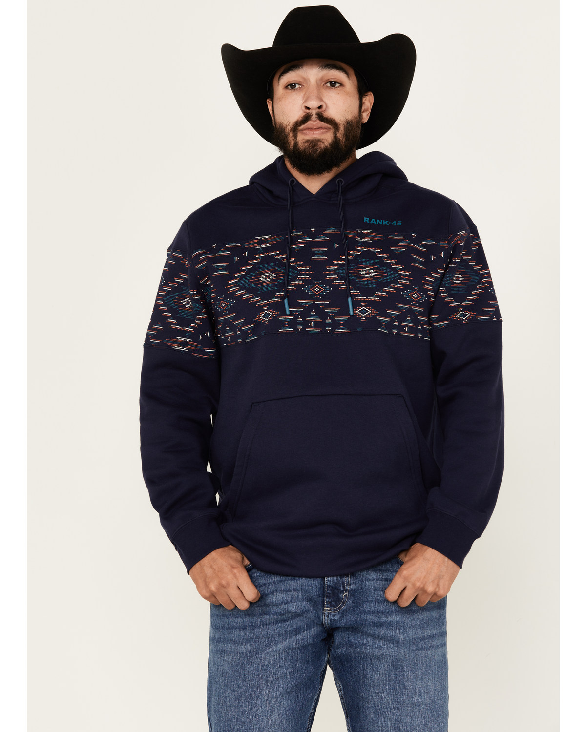 RANK 45® Men's Covebull Southwestern Print Hooded Sweatshirt