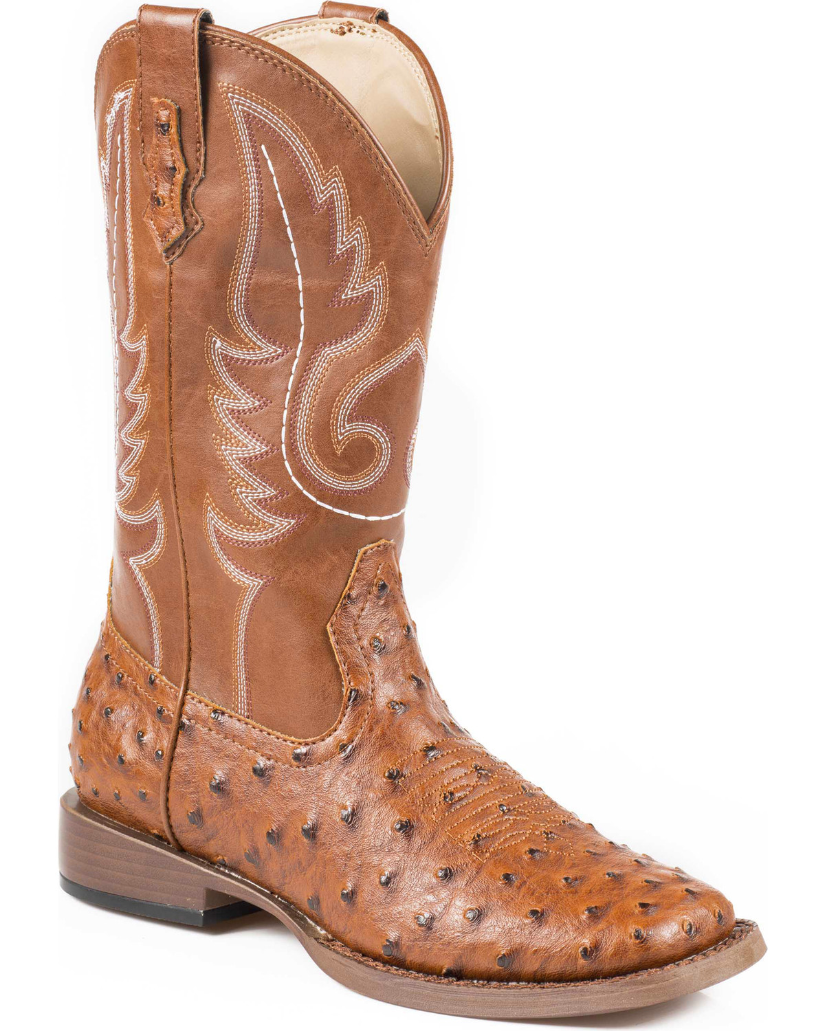 Roper Faux Ostrich Cowboy Boots - Wide 