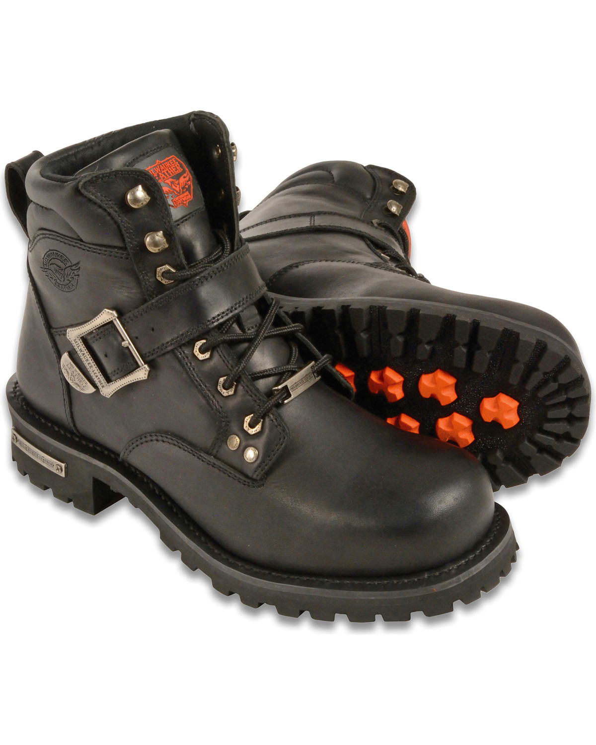 mens black leather boots with buckle