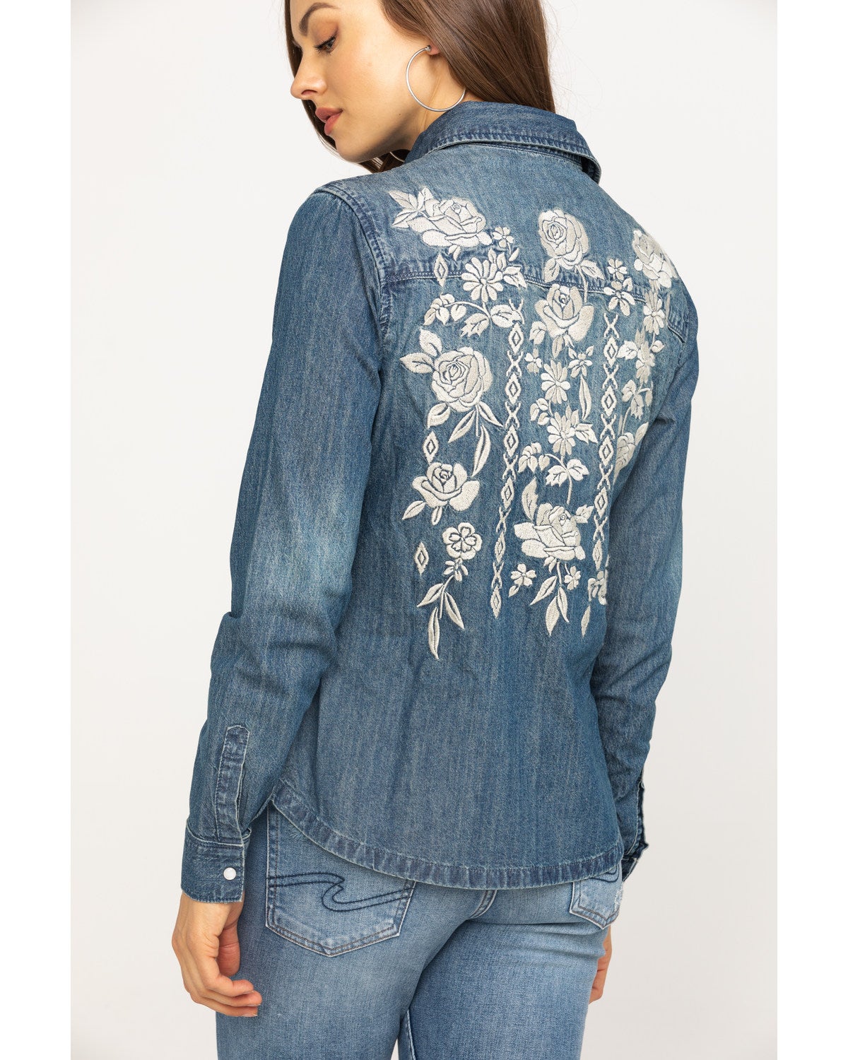 Floral Embroidered Denim 