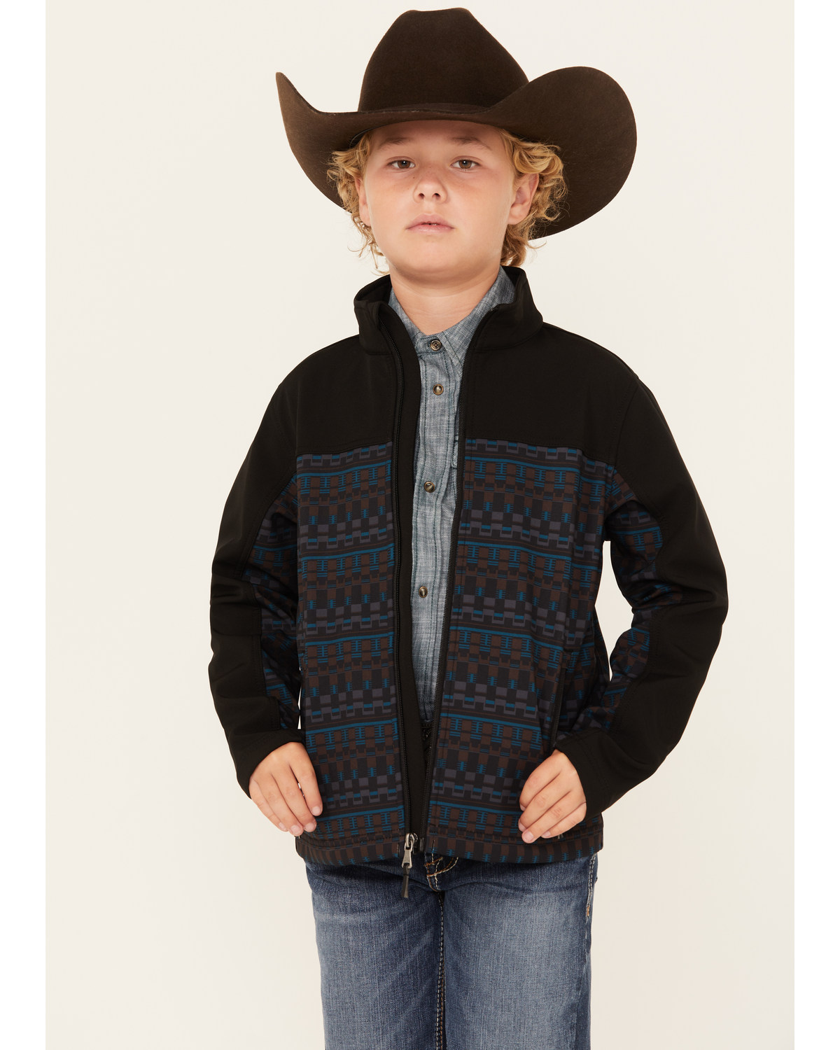 Cody James Boys' Color Block Pattern Softshell Jacket