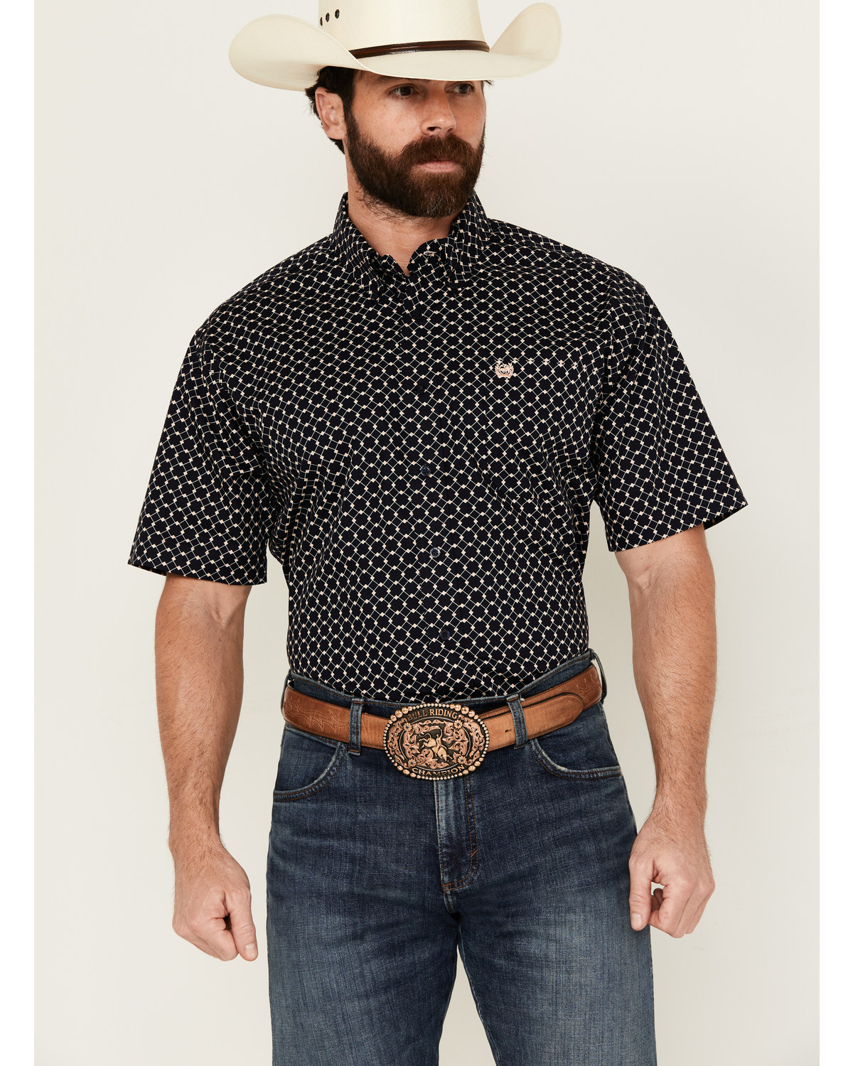 Cinch Men's Boot Barn Exclusive Geo Print Short Sleeve Button-Down Western Shirt