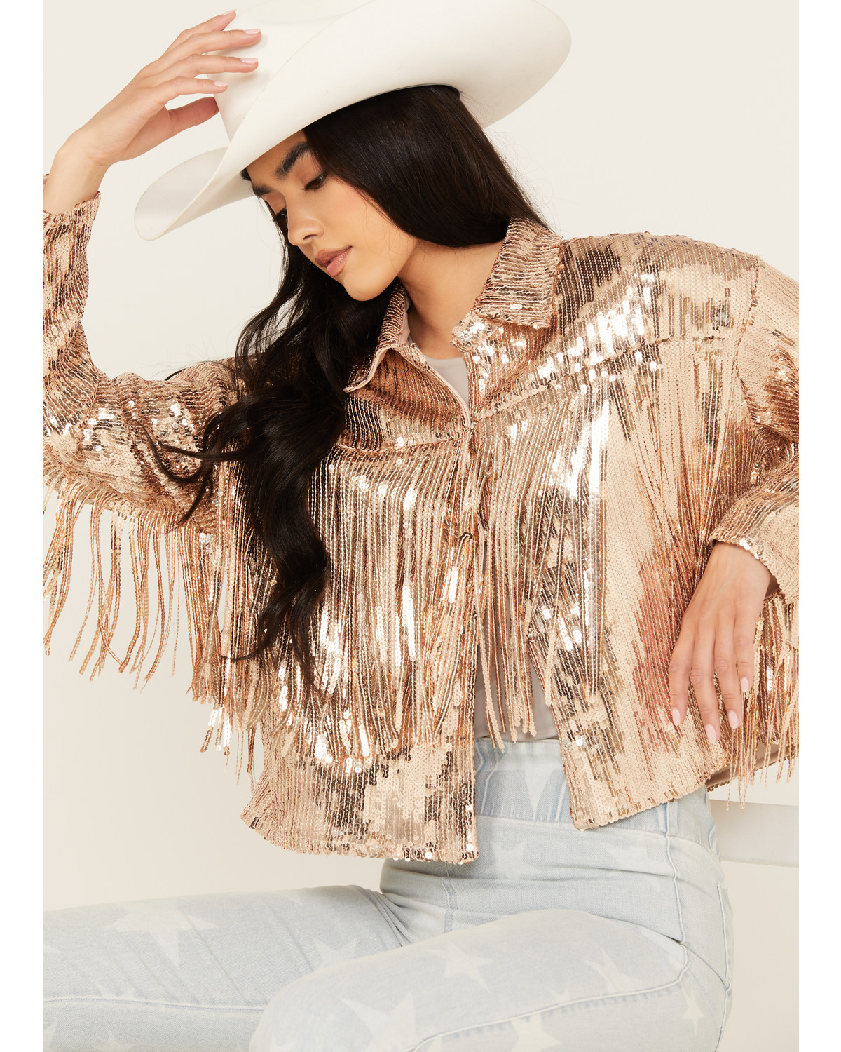 Vocal Women's Fringed Sequined Jacket